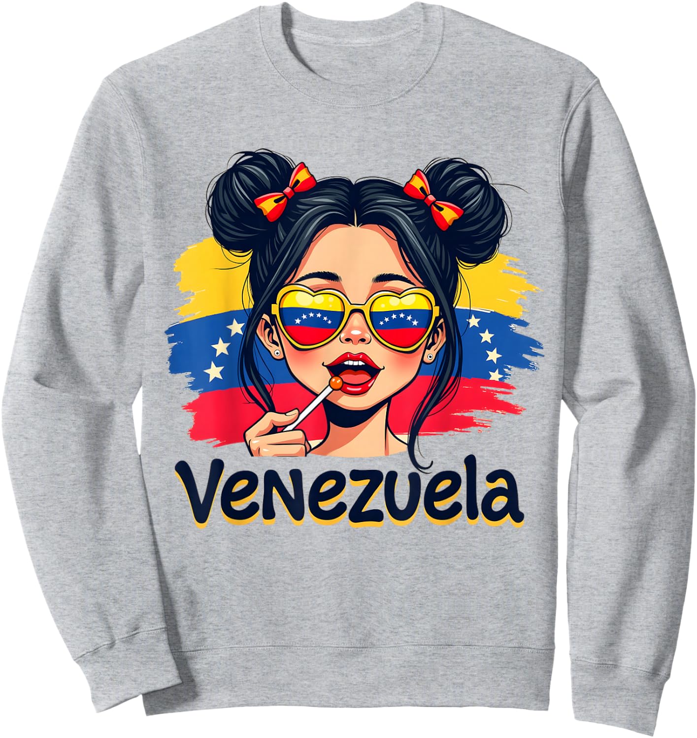 Messy Bun Girl Venezuela Pride Latina Venezuelan Women Girls Sweatshirt - Sweatshirt | Ash