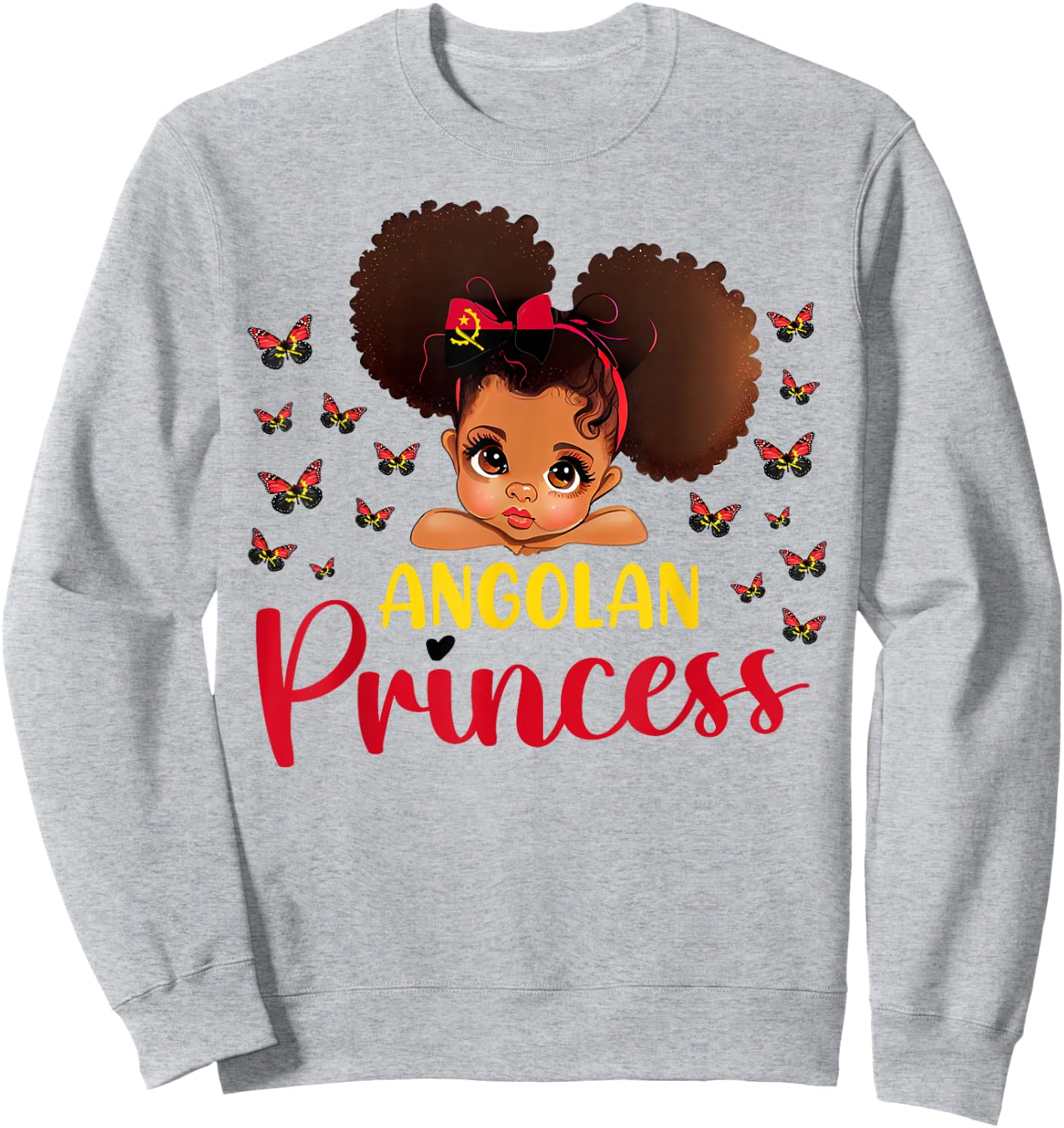 Angolan Princess Angola for Black Girls Kids Sweatshirt - Sweatshirt | Ash