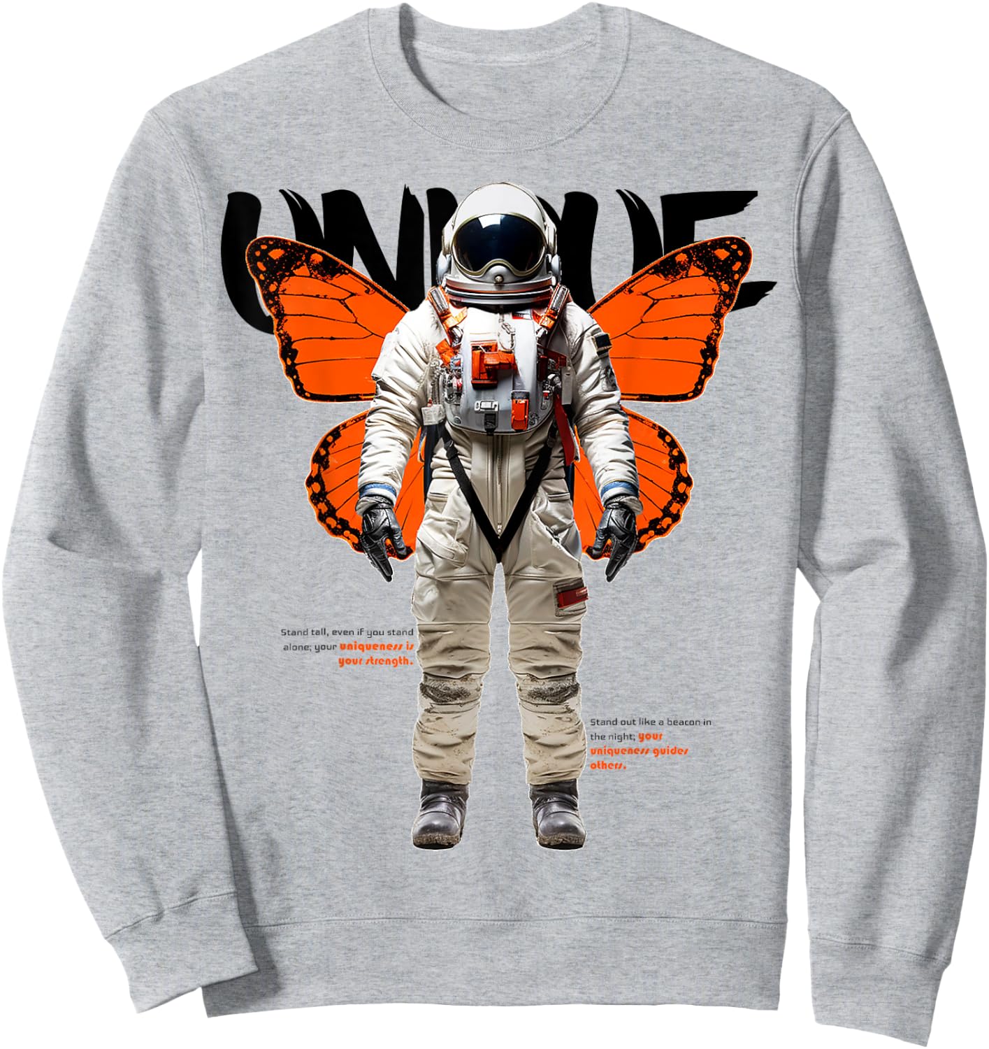 Astronaut | Frontprint | Art Graphic Artwork Butterfly Sweatshirt - Sweatshirt | Ash