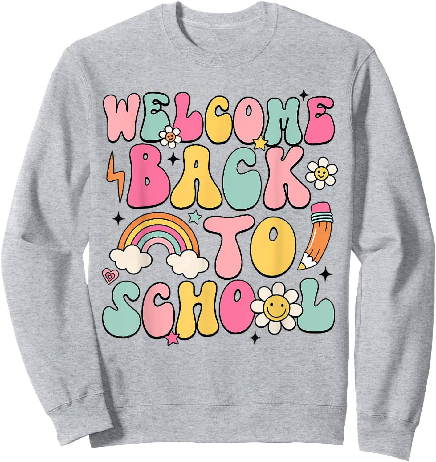 Retro Welcome Back to School Teacher Appreciation Boys Girls Sweatshirt - Sweatshirt | Ash