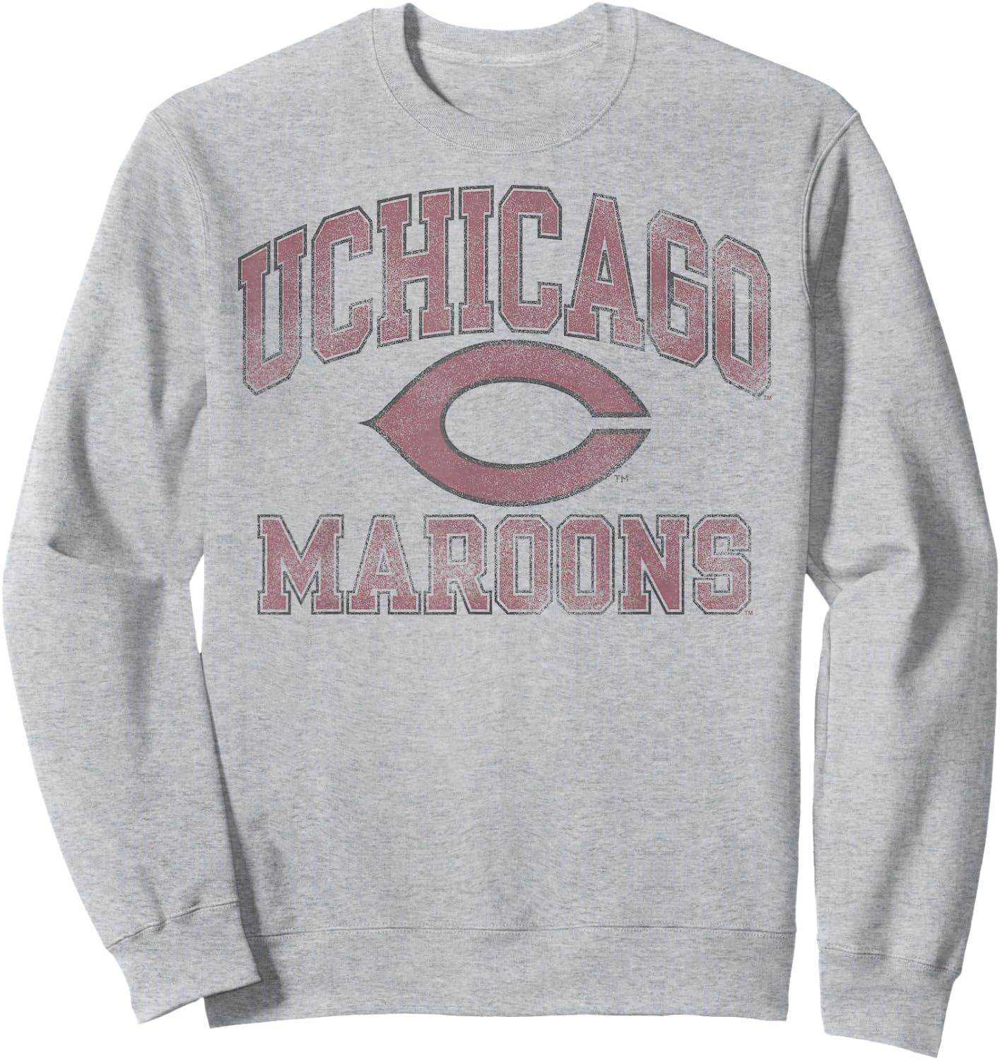 Chicago Maroons Vintage Worn Gray Officially Licensed Sweatshirt - Sweatshirt | Ash