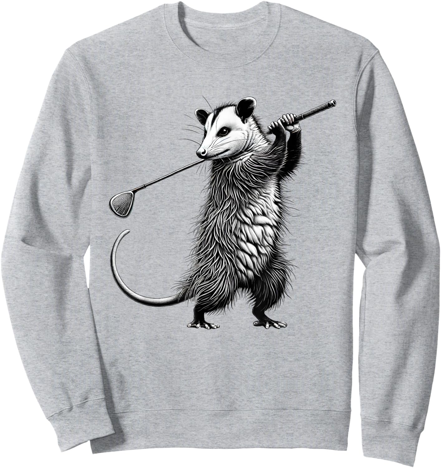 Vintage Possum Playing Golf Opossum Lover Golfer Sweatshirt - Sweatshirt | Ash