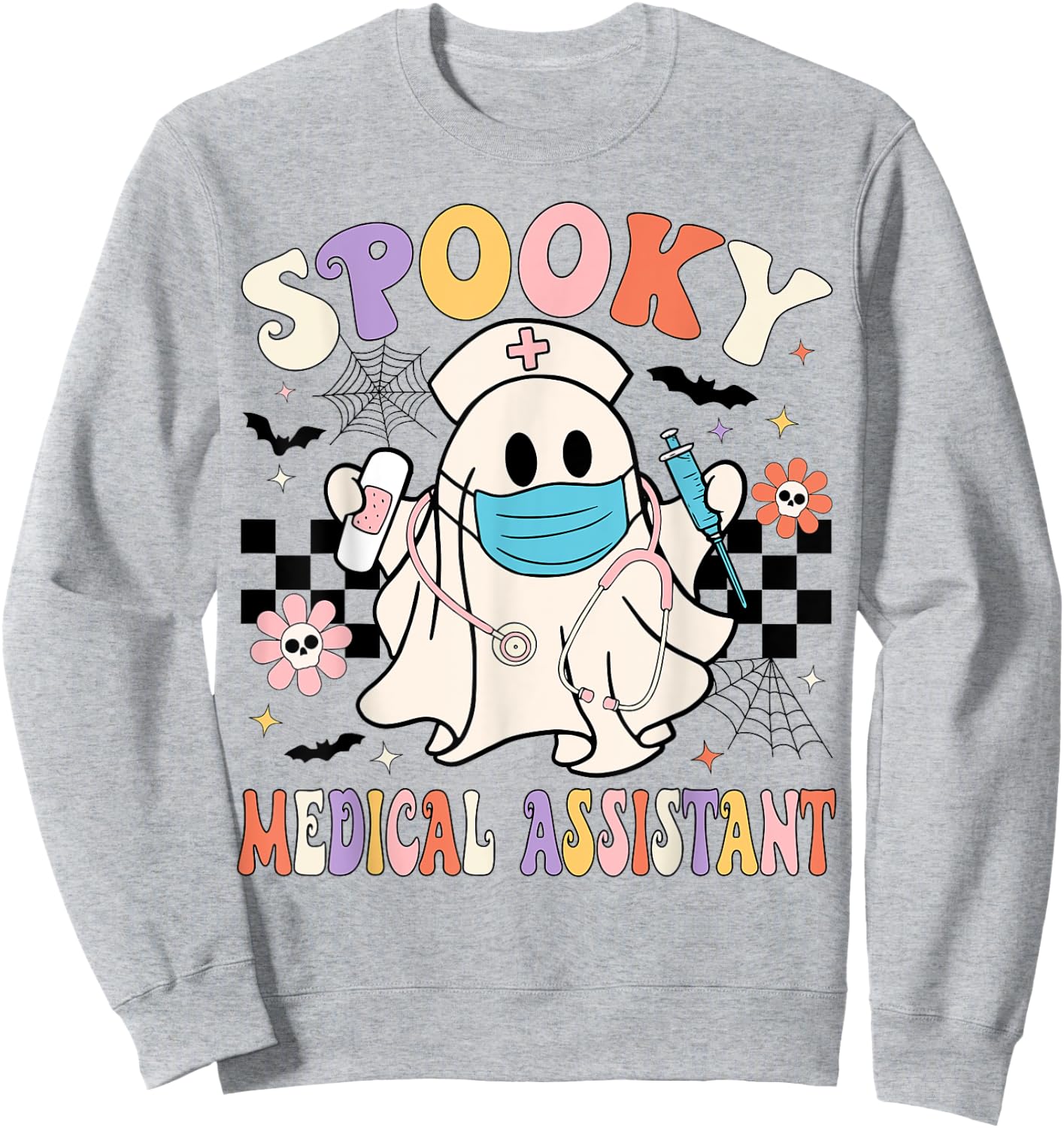 Spooky Medical Assistant Ghost Medical Assistant Halloween Sweatshirt - Sweatshirt | Ash