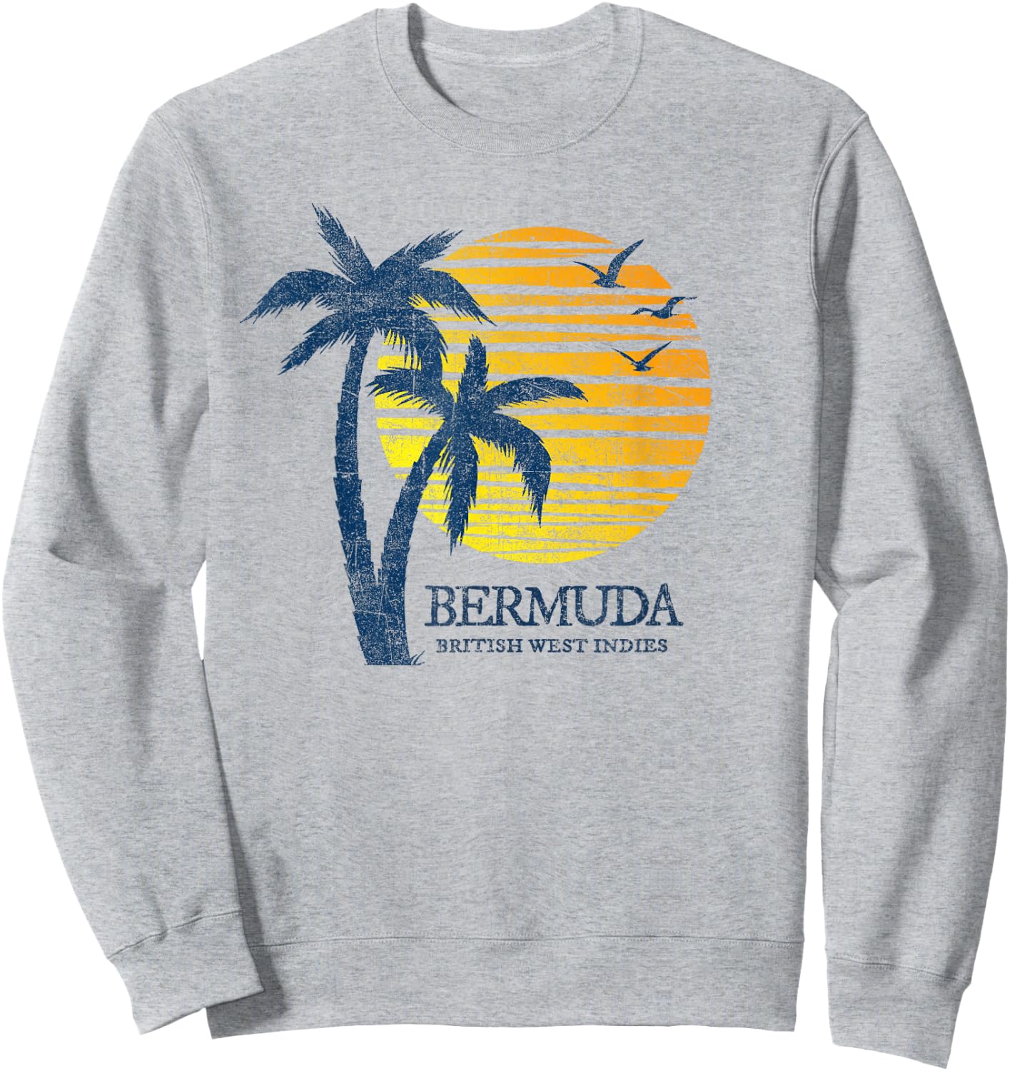 Vintage Bermuda Retro Throwback Cruise Beach Sunset Souvenir Sweatshirt - Sweatshirt | Ash