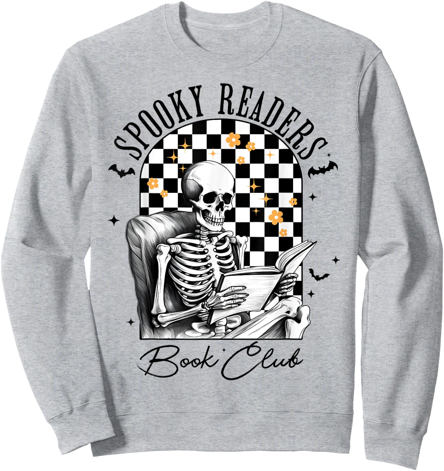 Groovy Spooky Readers Book Club Skeleton Book Lovers Bookish Sweatshirt - Sweatshirt | Ash