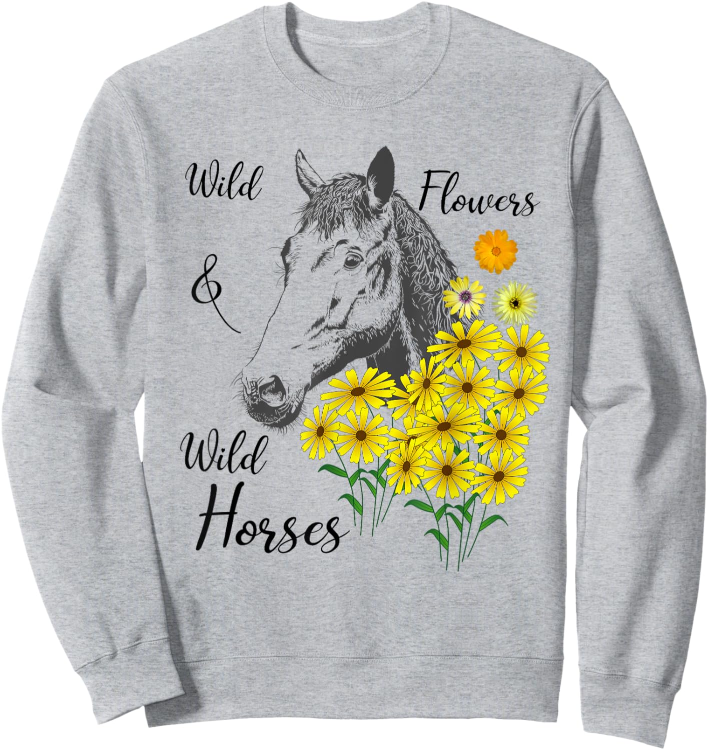 Wildflowers & Wild Horses Western Shirt Sweatshirt - Sweatshirt | Ash