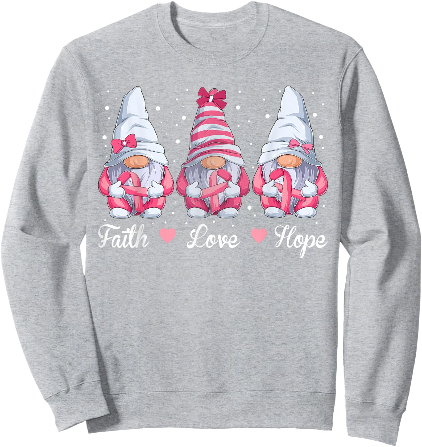 Breast Cancer Awareness, Gnomes Pink Ribbon Girls Sweatshirt - Sweatshirt | Ash