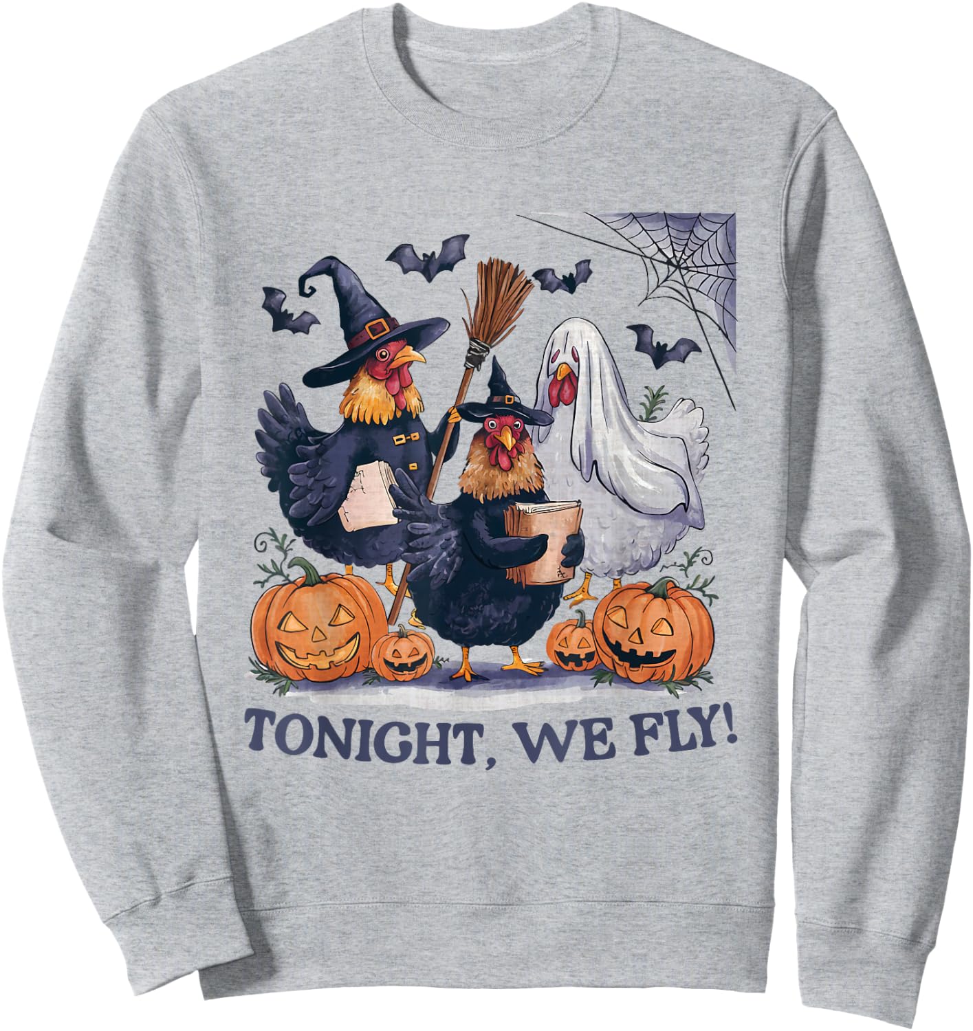 Tonight We Fly Halloween Chicken Spooky Farm Animals Lover Sweatshirt - Sweatshirt | Ash