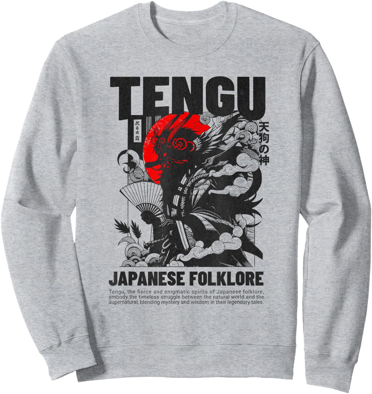 Japanese Tengu God - Vintage Japanese Folklore Sweatshirt - Sweatshirt | Ash
