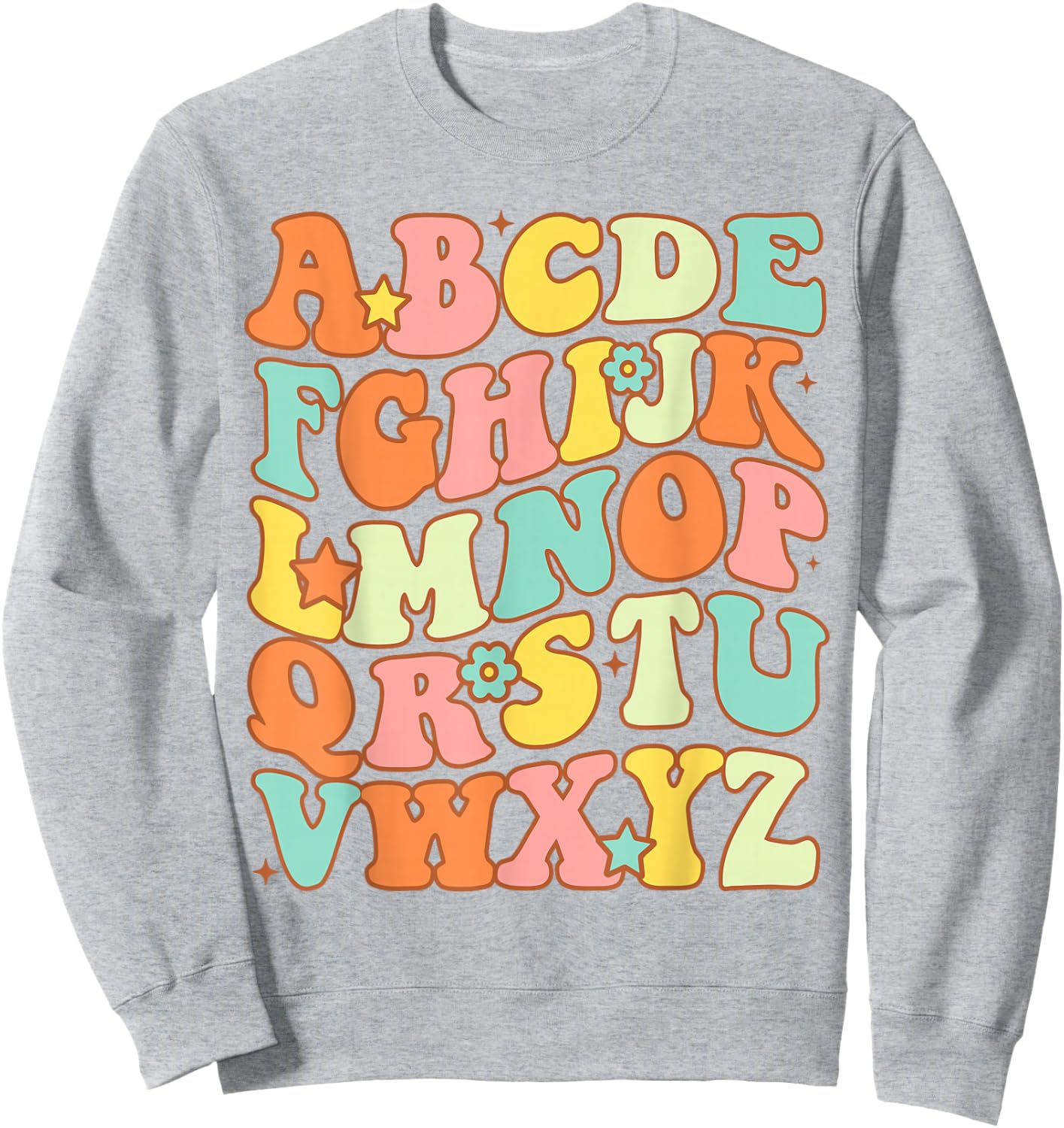 Groovy Letters Alphabet Learn ABCs Boy Girl Reading Teacher Sweatshirt - Sweatshirt | Ash