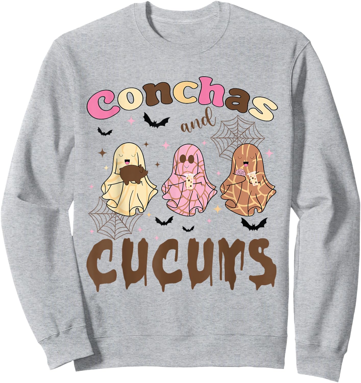 Conchas And Cucuys Funny Halloween Mexican Spooky Ghosts Sweatshirt - Sweatshirt | Ash