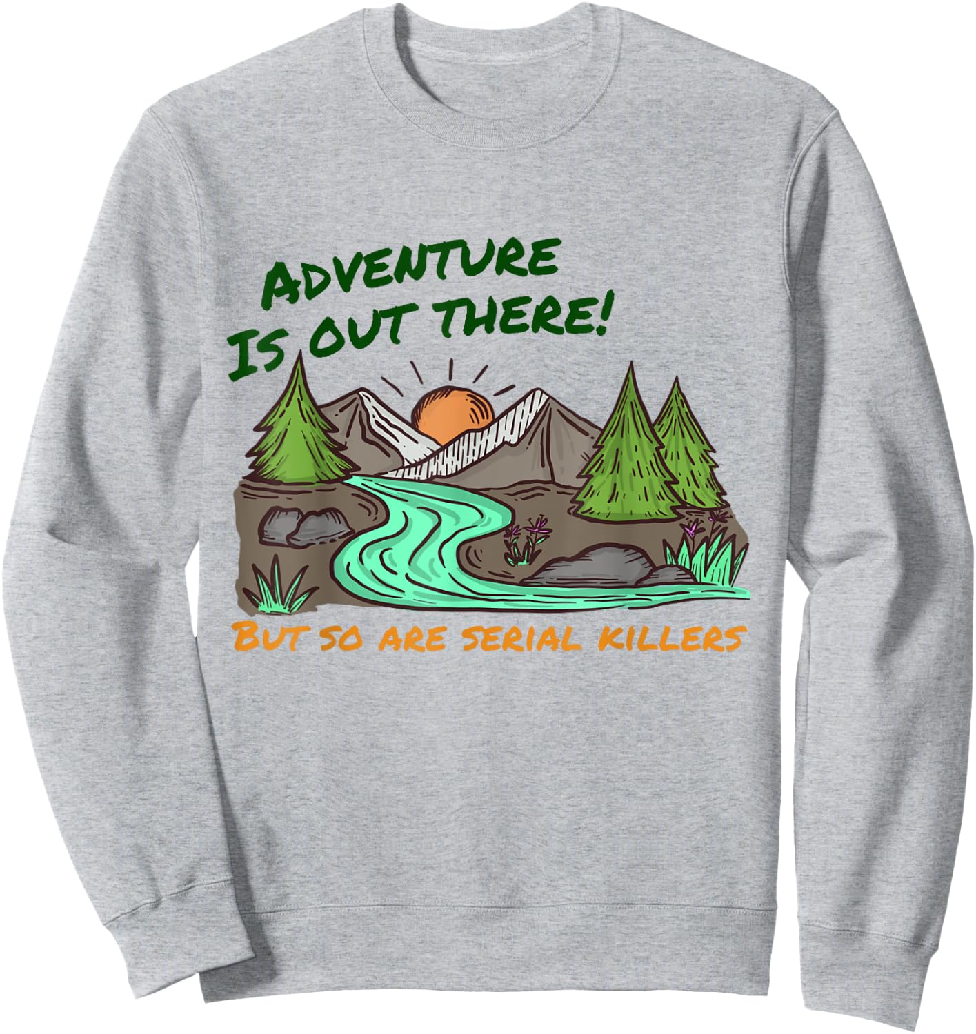 Retro Adventure Is Out There Funny Camping Women Men Gifts Sweatshirt - Sweatshirt | Ash