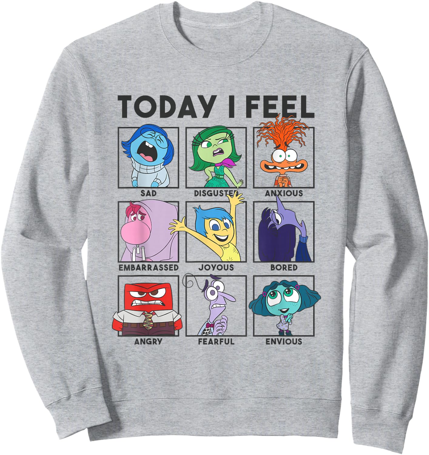 Disney Pixar Inside Out 2 Today I Feel... Emotions Panels Sweatshirt - Sweatshirt | Ash