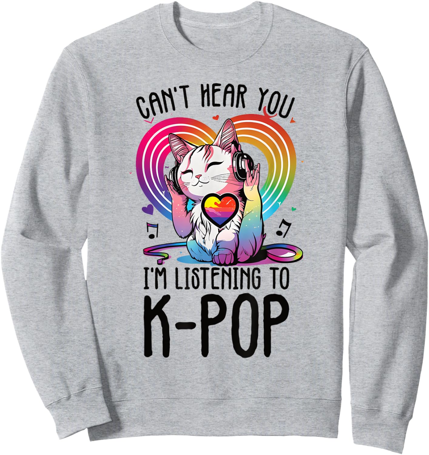 Powered By Kpop Merchandise Cat K-Pop Fashion Fangirls Sweatshirt - Sweatshirt | Ash
