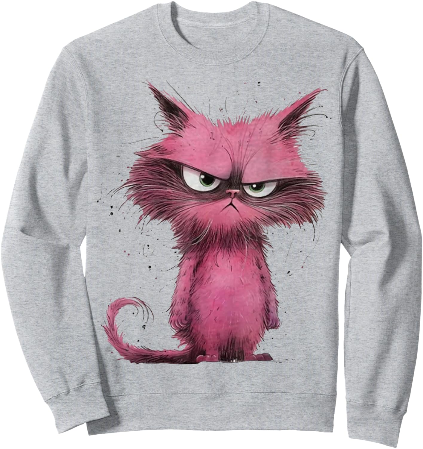 Funny Pink - Cat Angry Grumpy Cute Pet Cat lover Women Girls Kids Sweatshirt - Sweatshirt | Ash