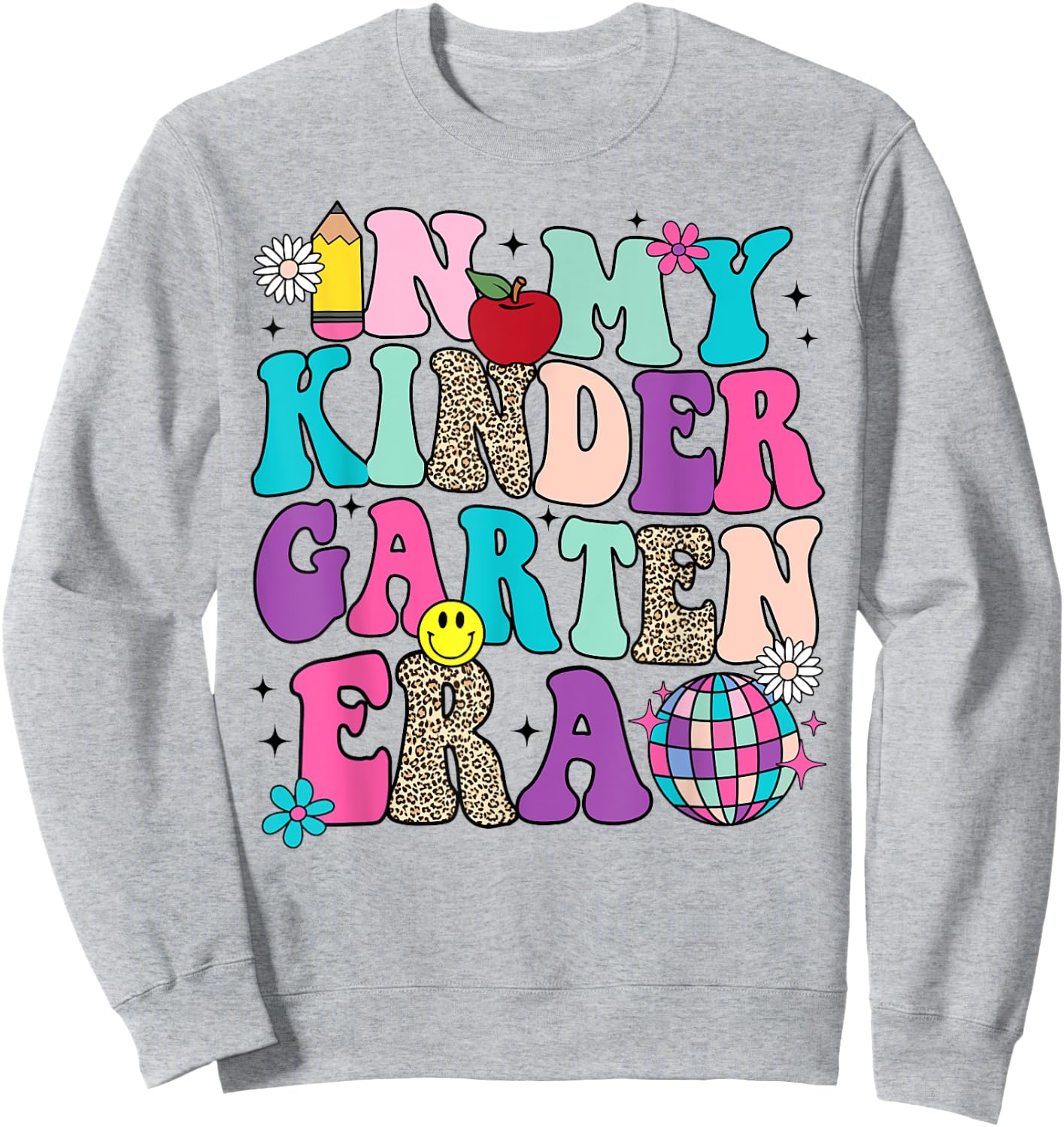 In My Kindergarten Era Back To School Retro Groovy Sweatshirt - Sweatshirt | Ash