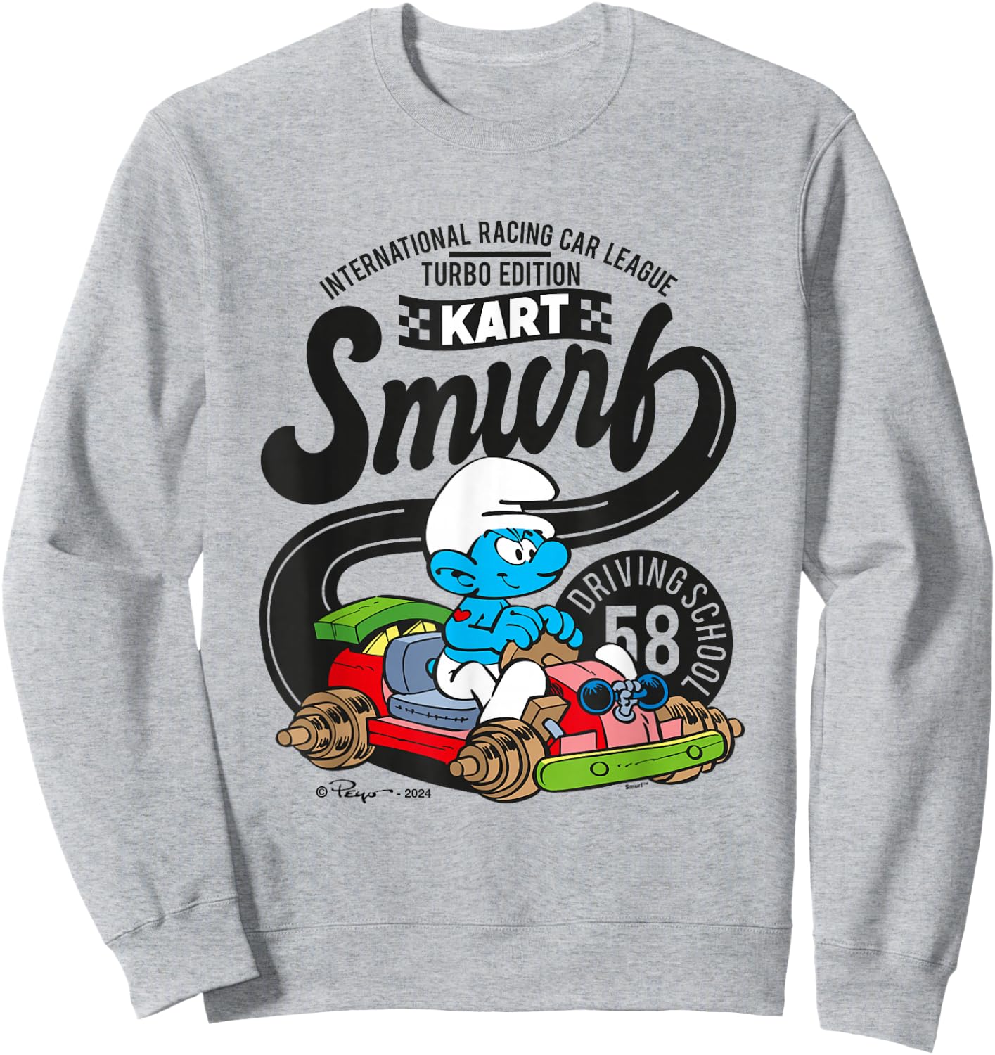 The Smurfs International Racing Car League Kart Logo Sweatshirt - Sweatshirt | Ash