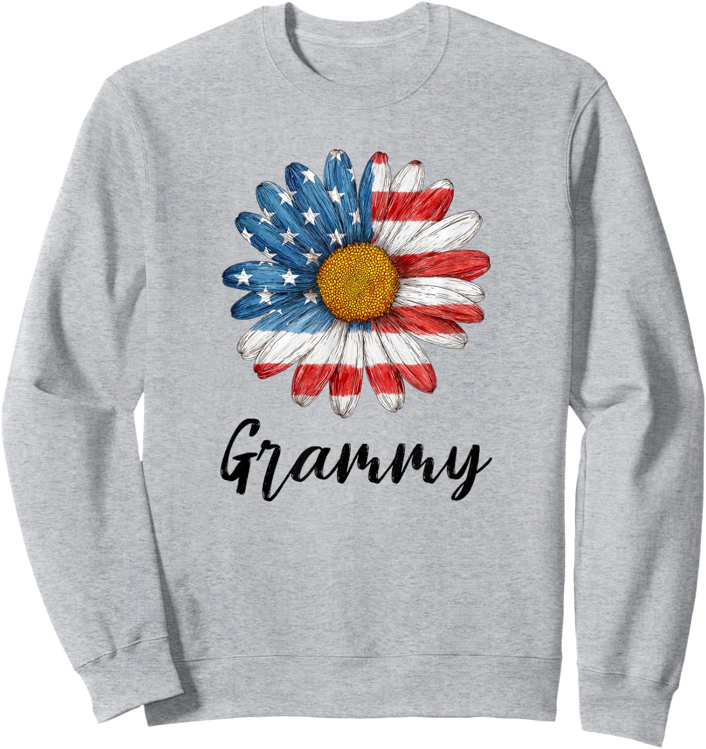 Grammy Patriotic 4th of July Retro Trendy Flower Grandma Sweatshirt - Sweatshirt | Ash