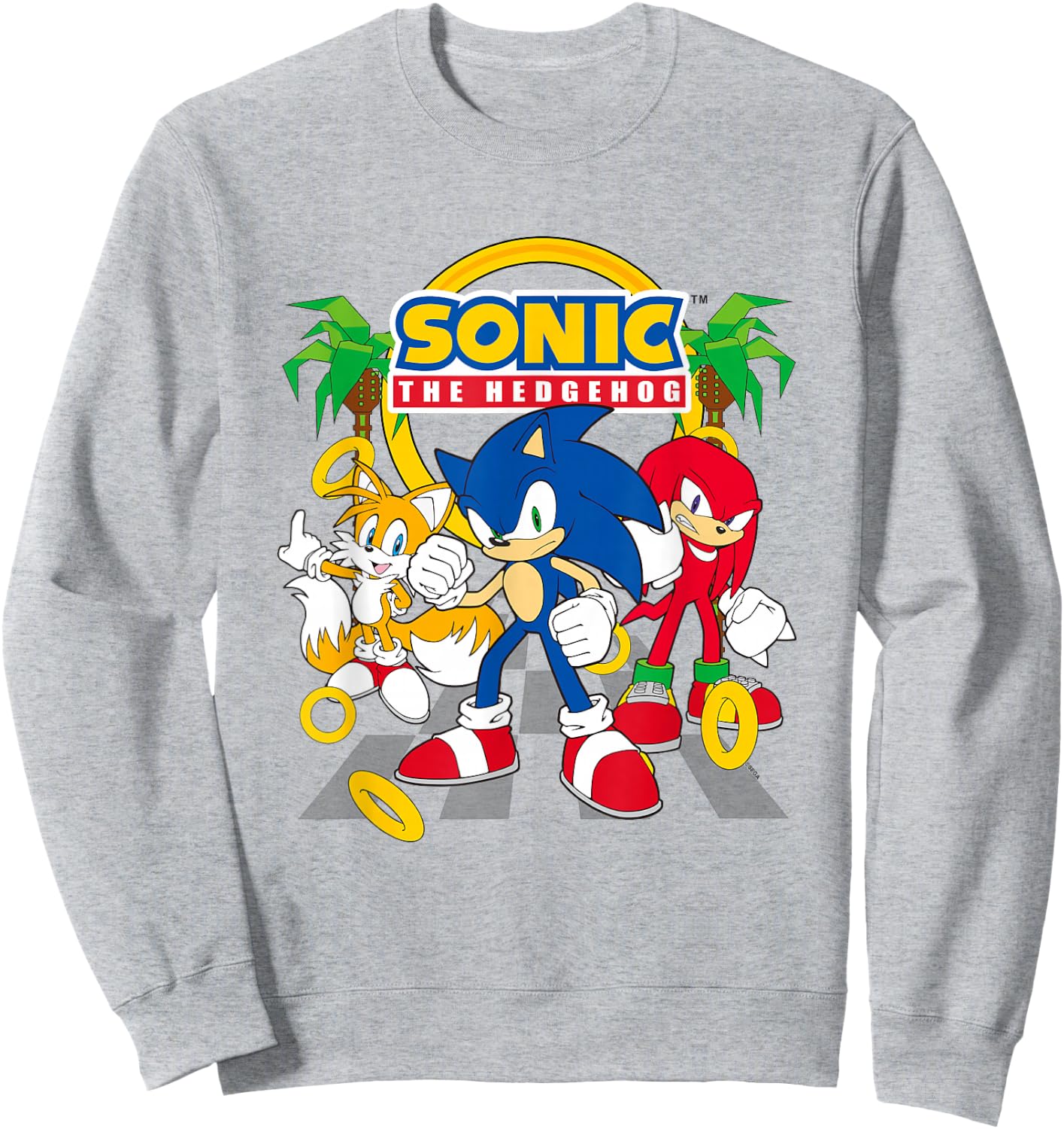 Sonic The Hedgehog Main Trio Gold Rings Epic Group Shot Sweatshirt - Sweatshirt | Ash