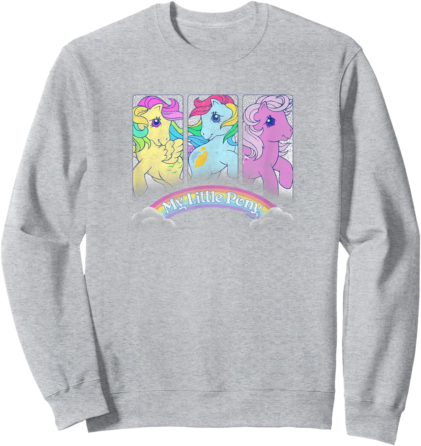 My Little Pony Classic Group Shot Retro Rainbow Box Up Sweatshirt - Sweatshirt | Ash
