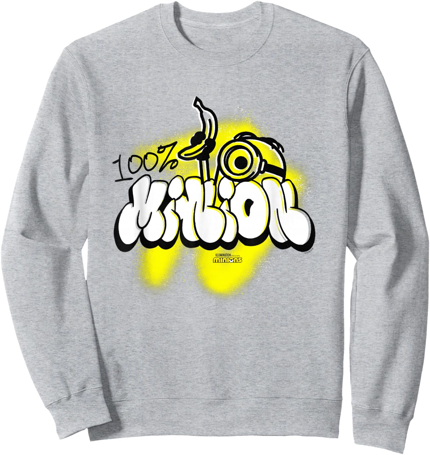 Minions 100% Minion Urban Style Banana Mural Vintage Sweatshirt - Sweatshirt | Ash