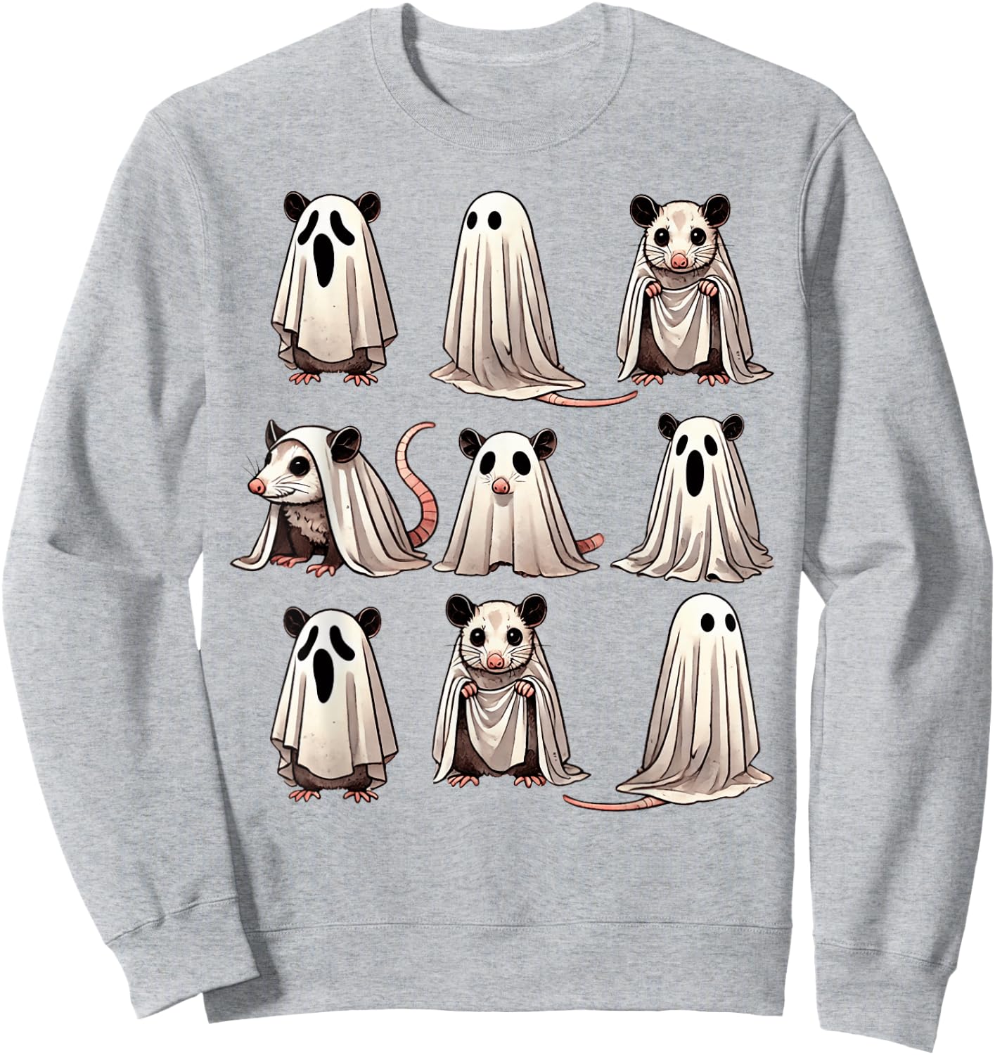 Cute Ghost Opossum Funny Halloween Outfit Costumes Opossum Sweatshirt - Sweatshirt | Ash
