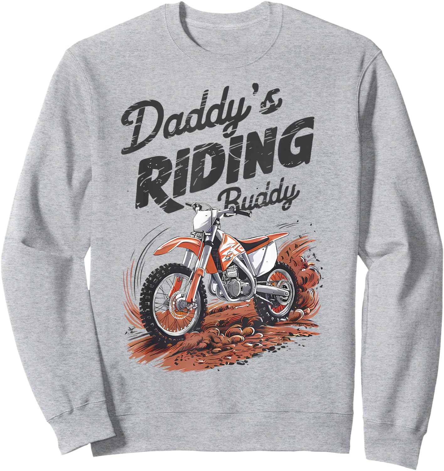 Daddy's Riding Buddy Retro Dirt Bike Dad And Me Boy Kids Sweatshirt - Sweatshirt | Ash
