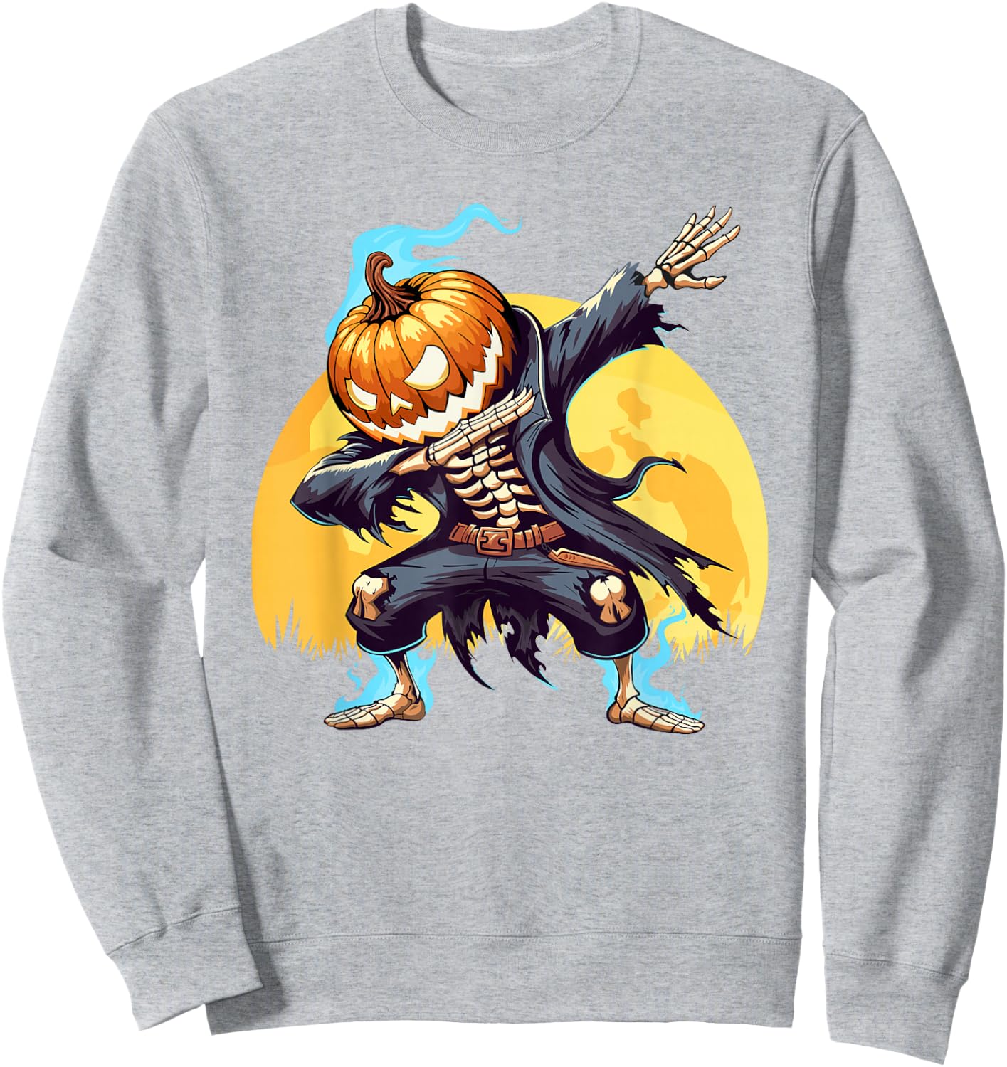 Dabbing Skeleton Headless Pumpkin Dab Dance Boys Halloween Sweatshirt - Sweatshirt | Ash