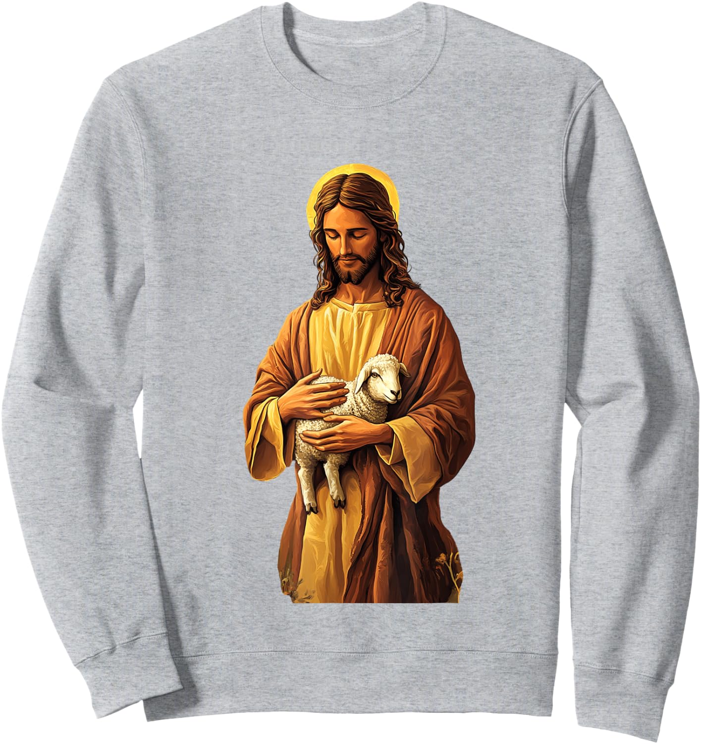 Jesus Holding Lamb Good Shepherd Sweatshirt - Sweatshirt | Ash