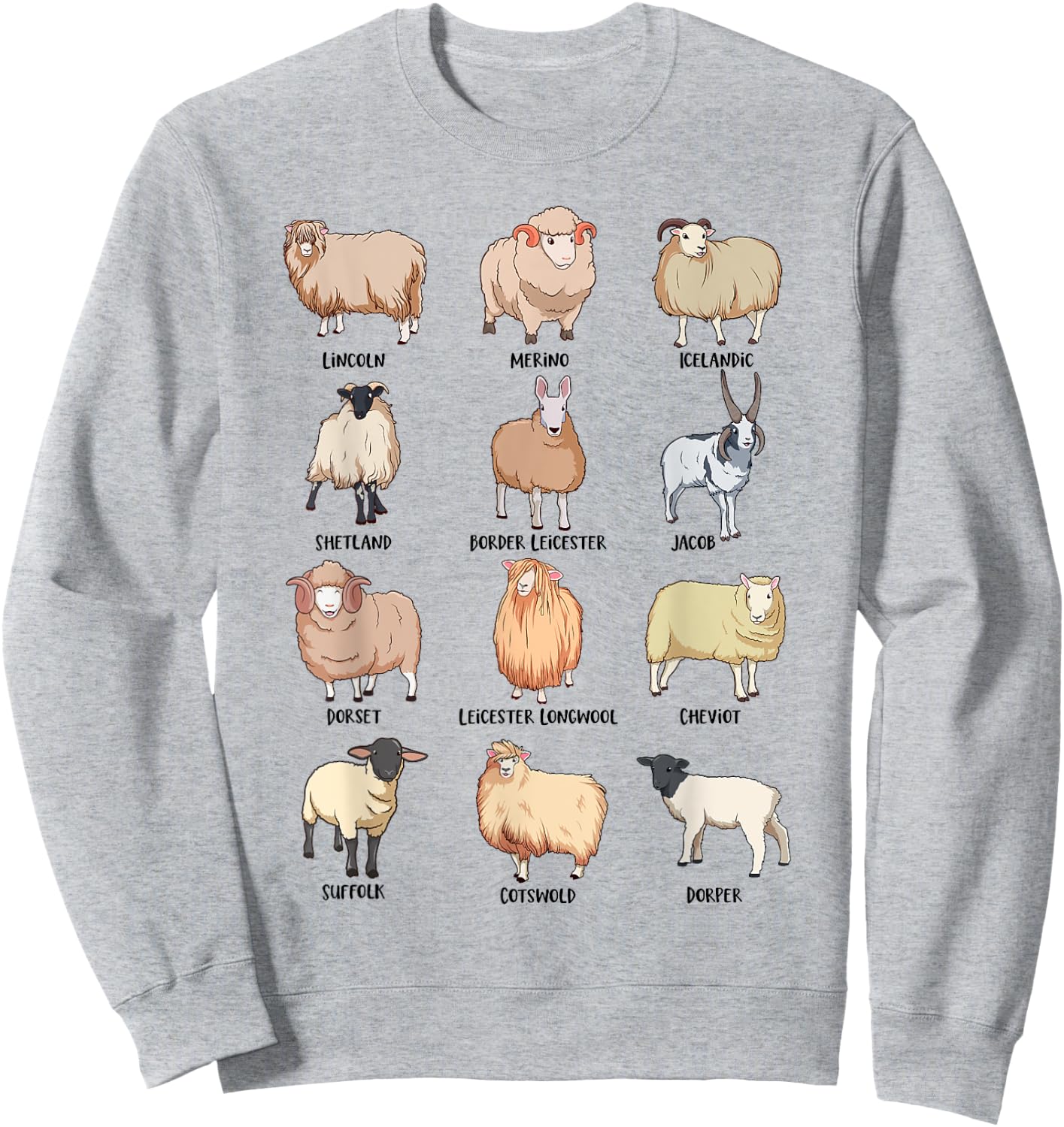 Sheep breeds - Sheep motif Sweatshirt - Sweatshirt | Ash