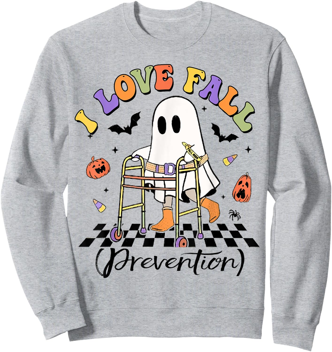 Occupational Therapy Halloween Nurse, I Love Fall Prevention Sweatshirt - Sweatshirt | Ash
