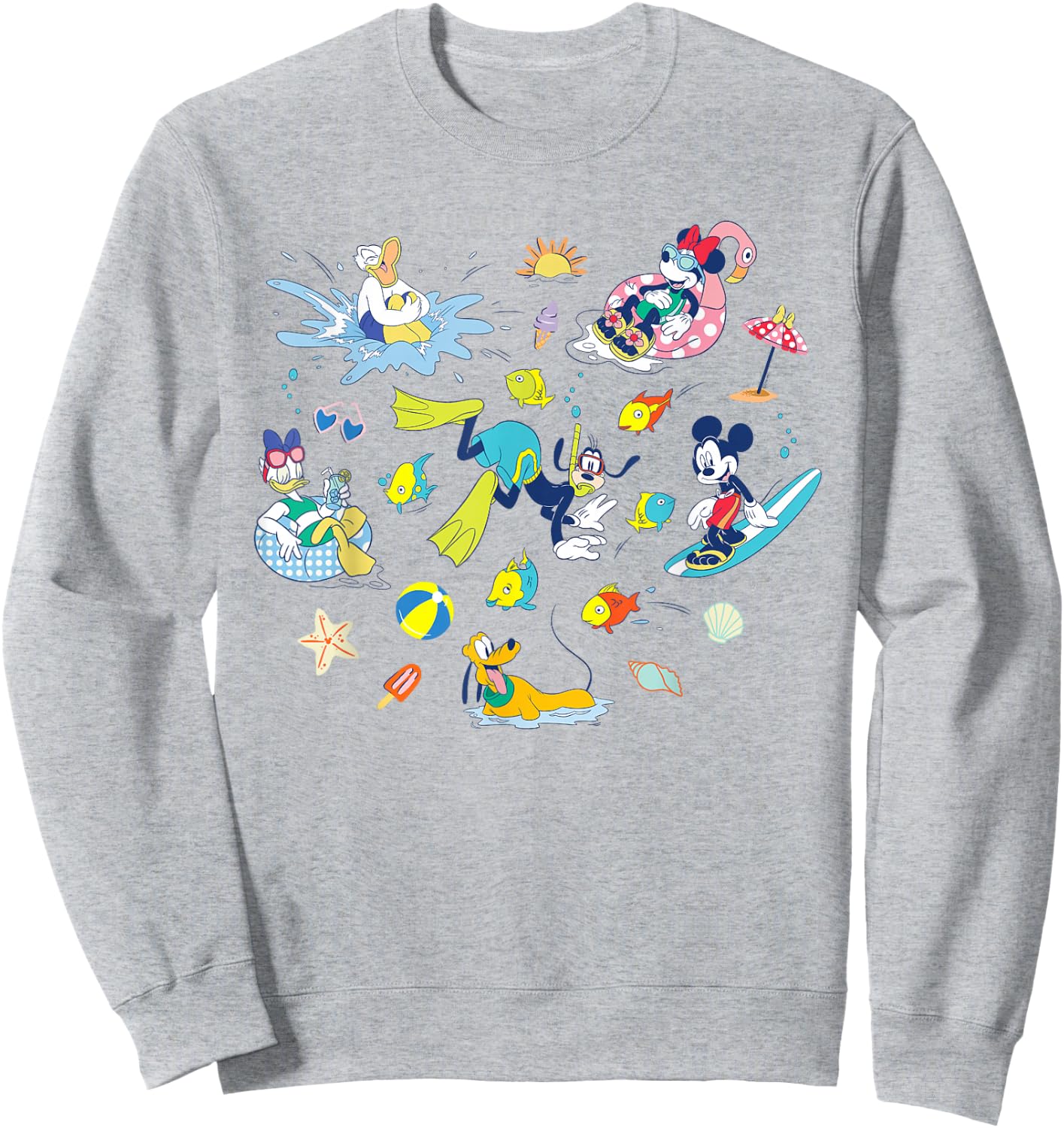 Disney Mickey & Friends Summer Beach Vacation Fun Coquette Sweatshirt - Sweatshirt | Ash