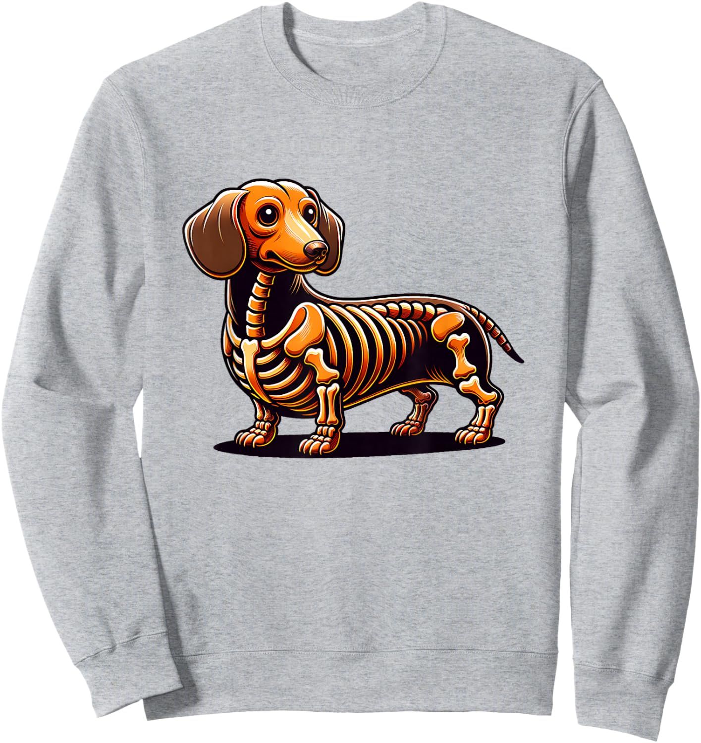 Cute Funny Skeleton Dachshund Wiener Dog Halloween Sweatshirt - Sweatshirt | Ash