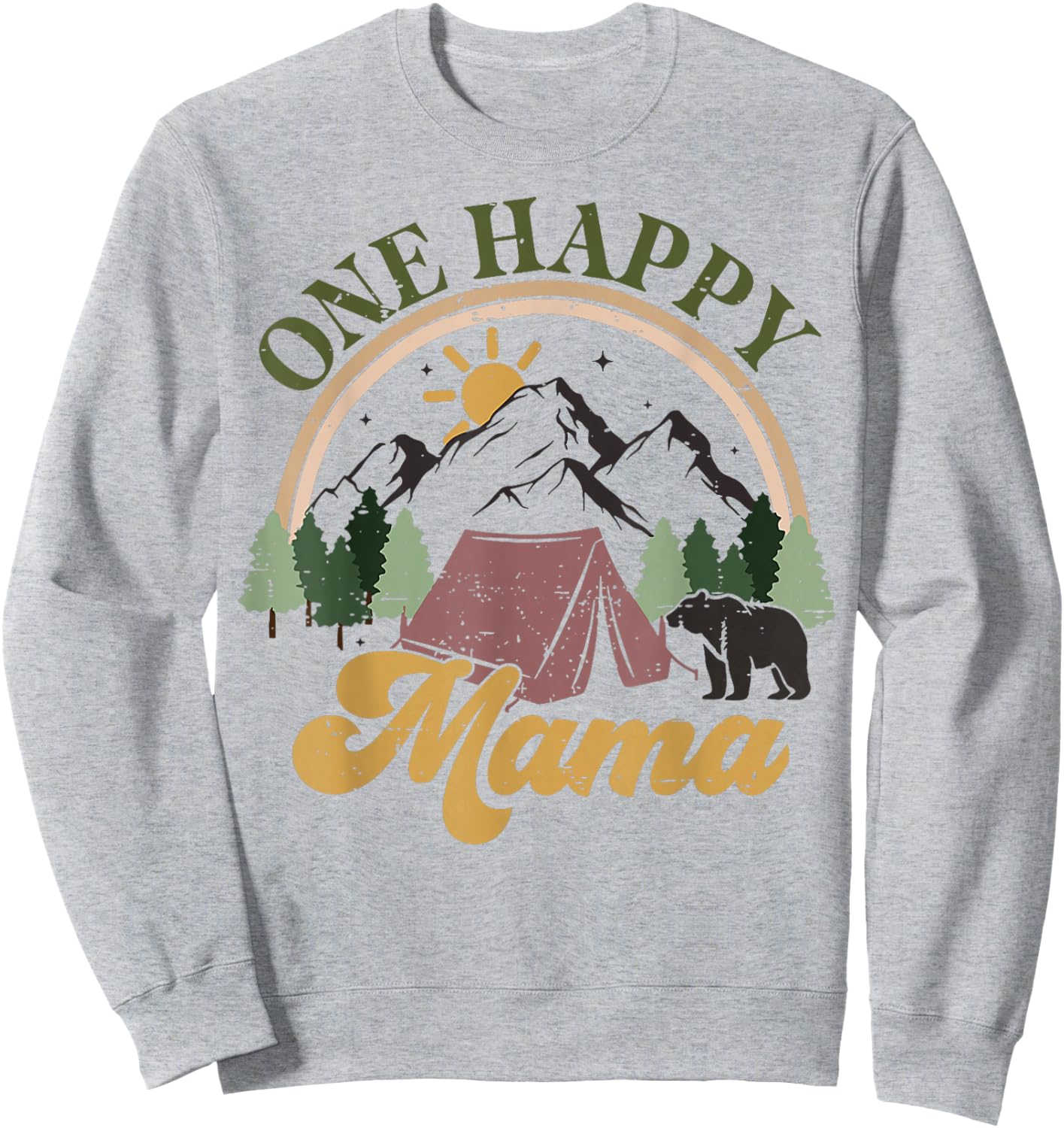 Cute One Happy Camper Birthday Decorations One Happy Mama Sweatshirt - Sweatshirt | Ash