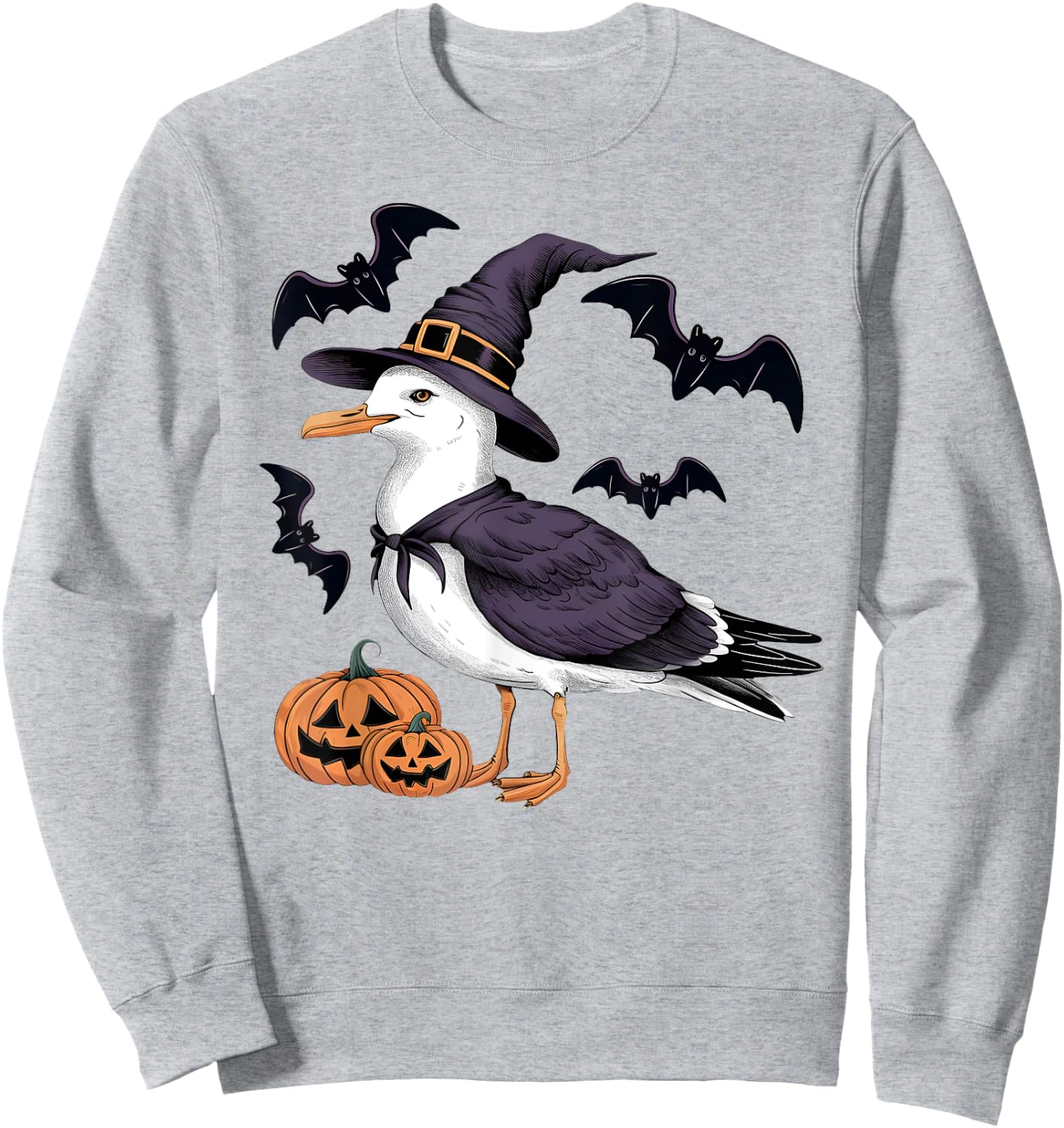 Seagull Bird Halloween Costume Pumpkin Bat Witch Sweatshirt - Sweatshirt | Ash