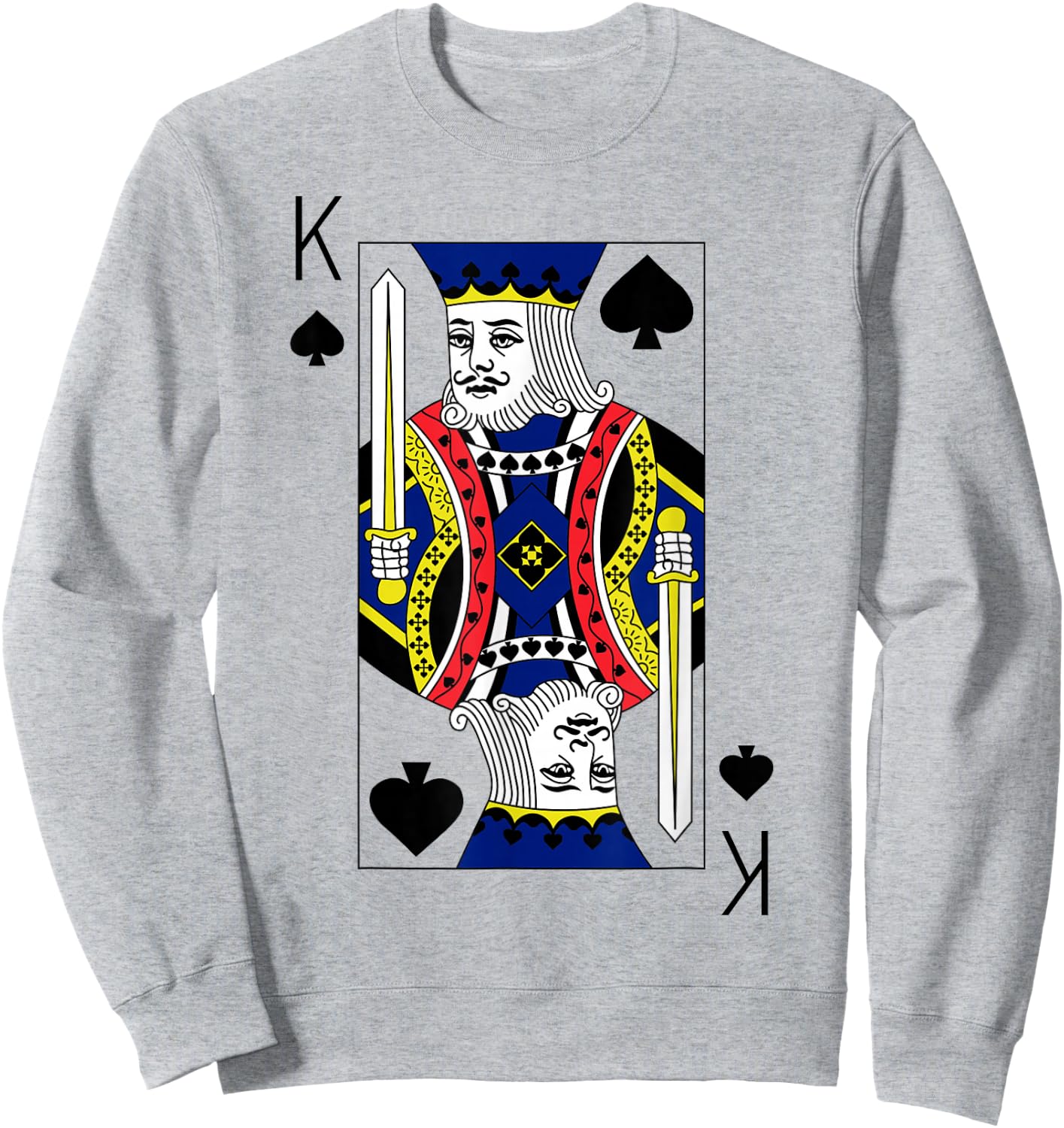 King Spades Playing Cards Halloween Party Costume Vintage Sweatshirt - Sweatshirt | Ash