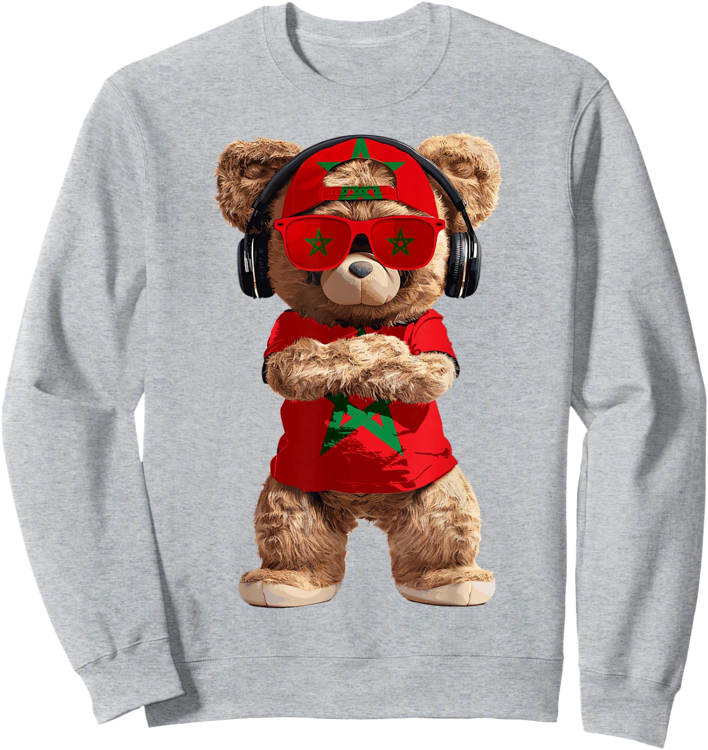 Morocco Flag Souvenirs Bear Outfit Products Moroccan Sweatshirt - Sweatshirt | Ash