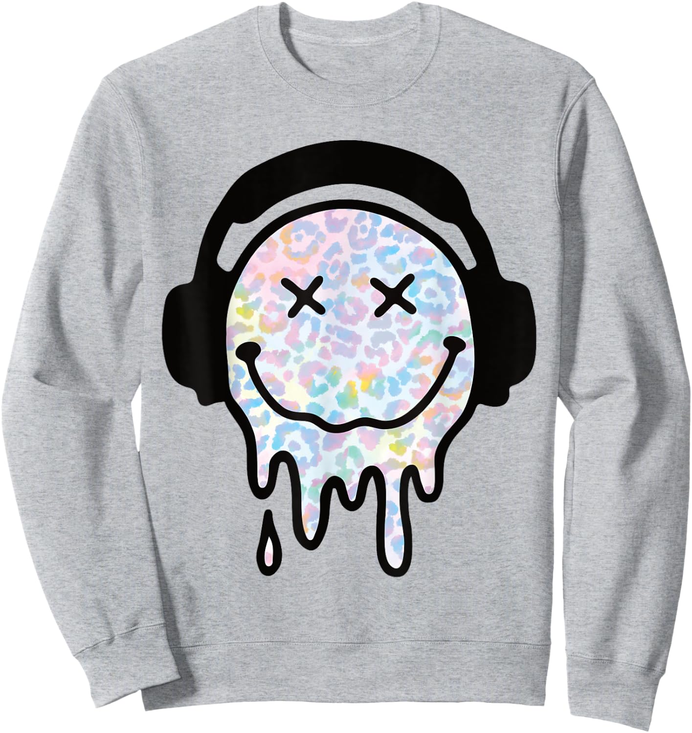 Melting Yellow Smile Funny Smiling Melted Dripping Face Cute Sweatshirt - Sweatshirt | Ash