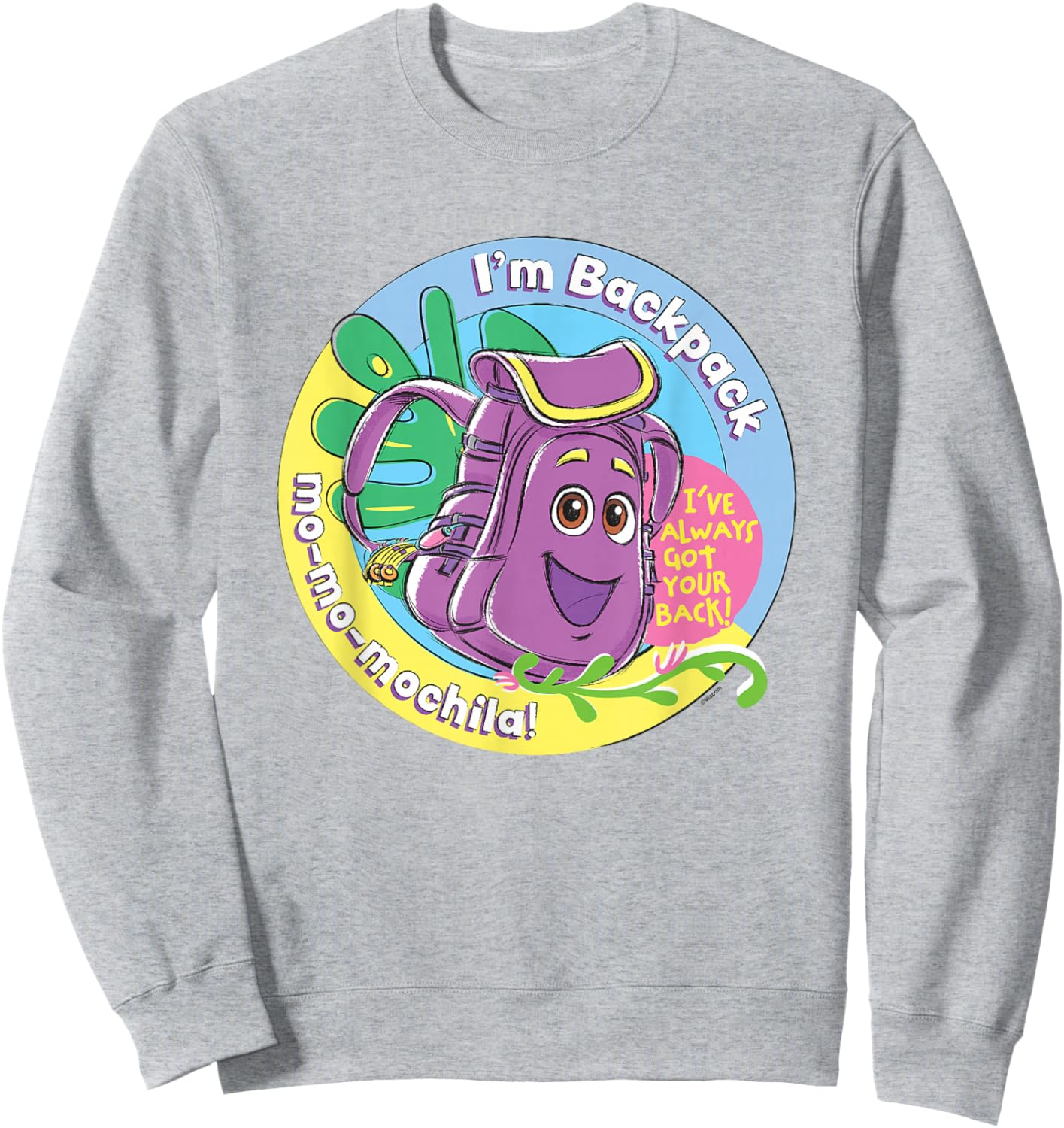 Dora the Explorer I'm Backpack Mo-Mo-Mochila! Chest Logo Sweatshirt - Sweatshirt | Ash