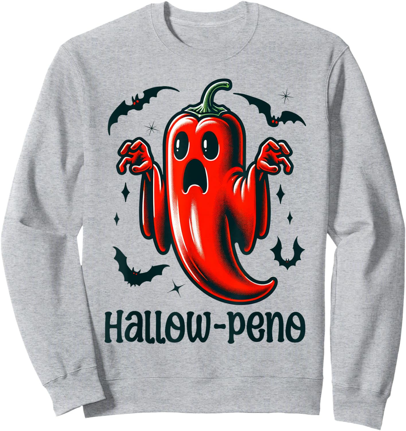 Funny Jalapeno "Hallow-peno" Halloween Costume Sweatshirt - Sweatshirt | Ash