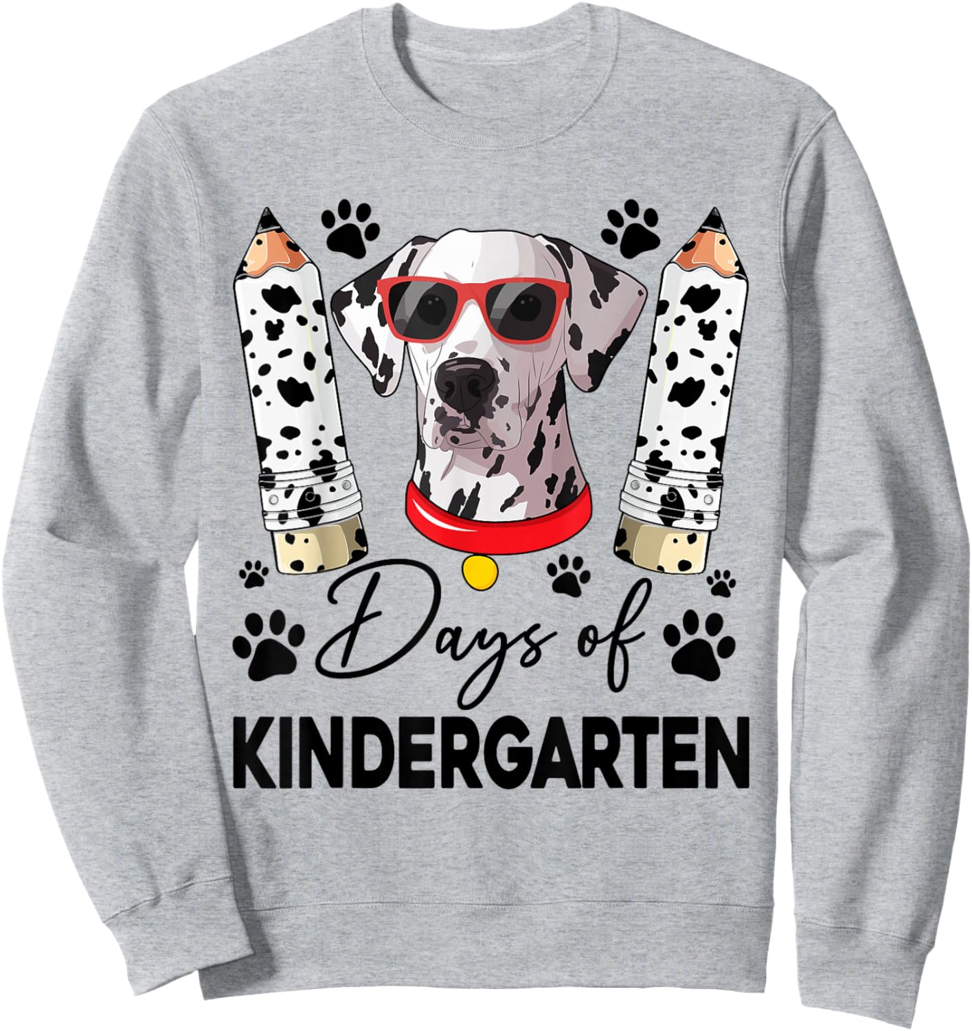 100 Day Of Kindergarten 100 Days Smarter Kids Dalmatian Dog Sweatshirt - Sweatshirt | Ash