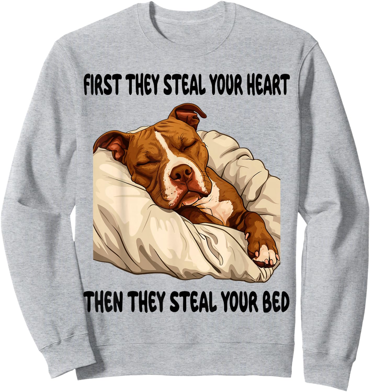 Pitbull Sleeping Pajamas Nightgown Sweatshirt - Sweatshirt | Ash