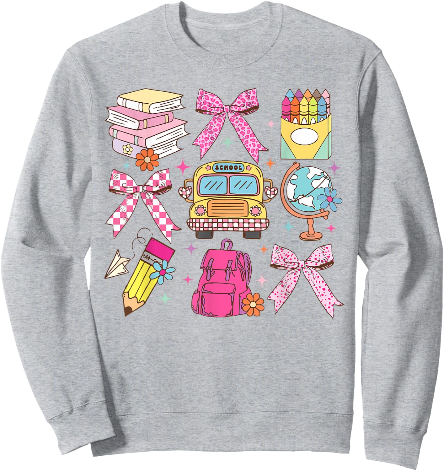 Coquette Bow Teacher Back To School Teacher Life Student Kid Sweatshirt - Sweatshirt | Ash