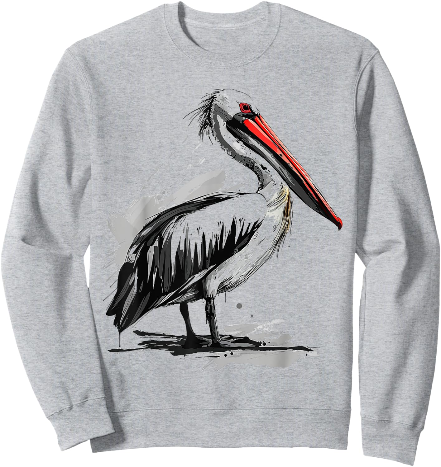 Pelican Animal Print Graphic Drawing Portrait Pelican Sweatshirt - Sweatshirt | Ash