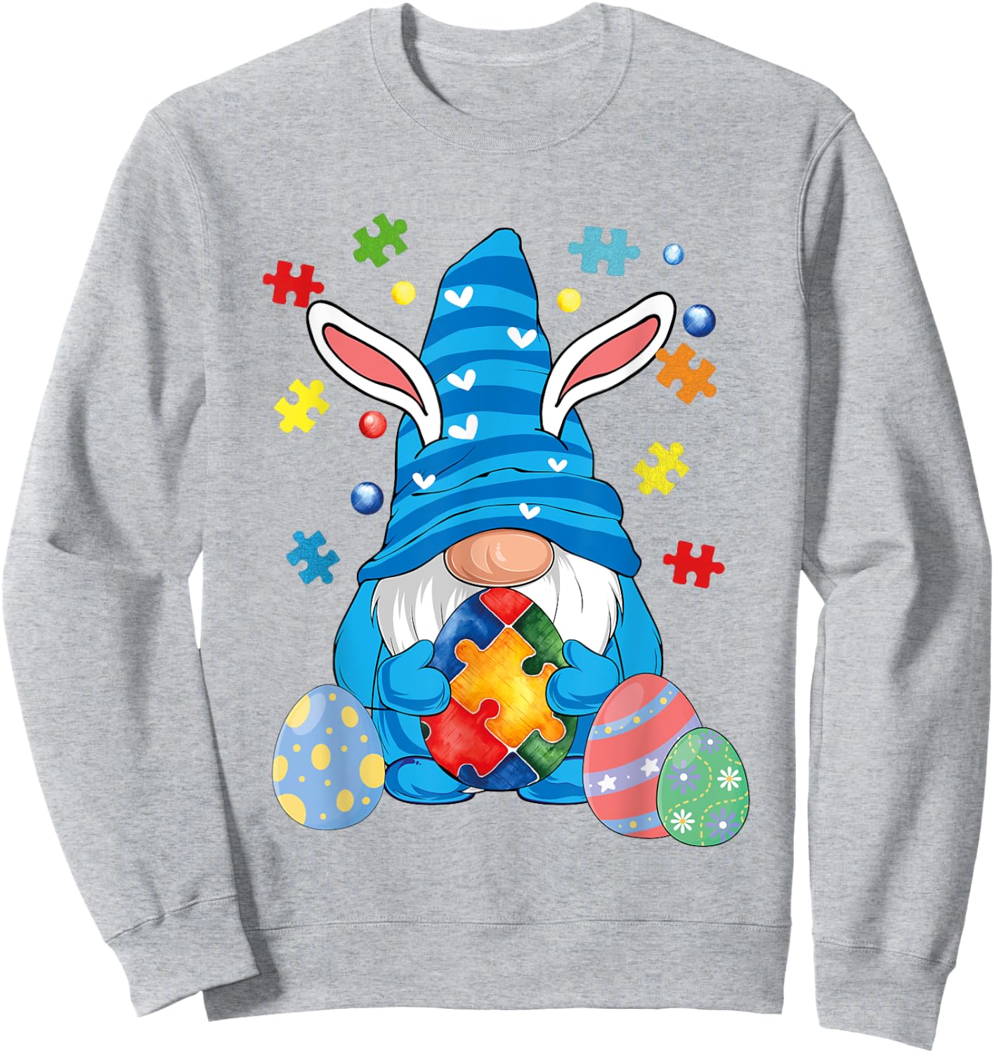 Autism Easter Gnome Autism Awareness Easter Day Gnomes Egg Sweatshirt - Sweatshirt | Ash