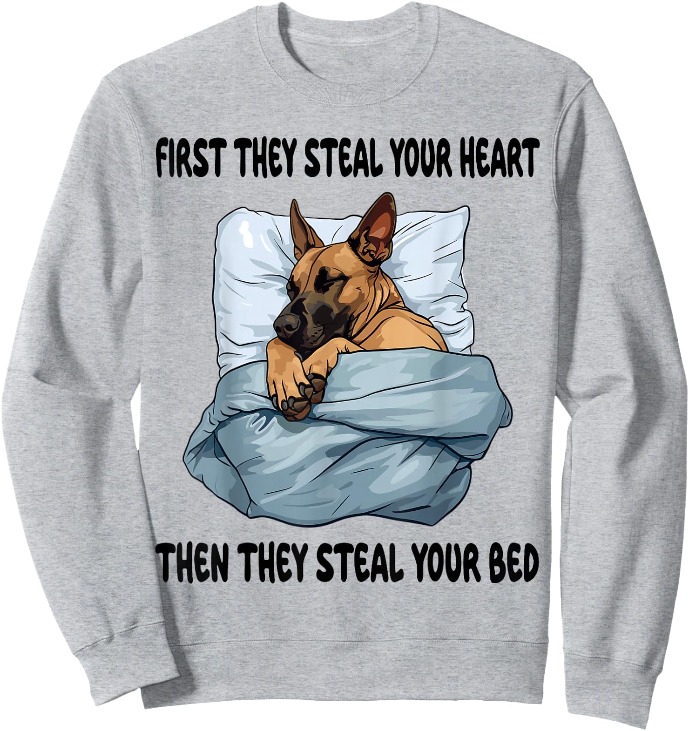 Belgian Malinois Sleeping Pajamas Nightgown Sweatshirt - Sweatshirt | Ash
