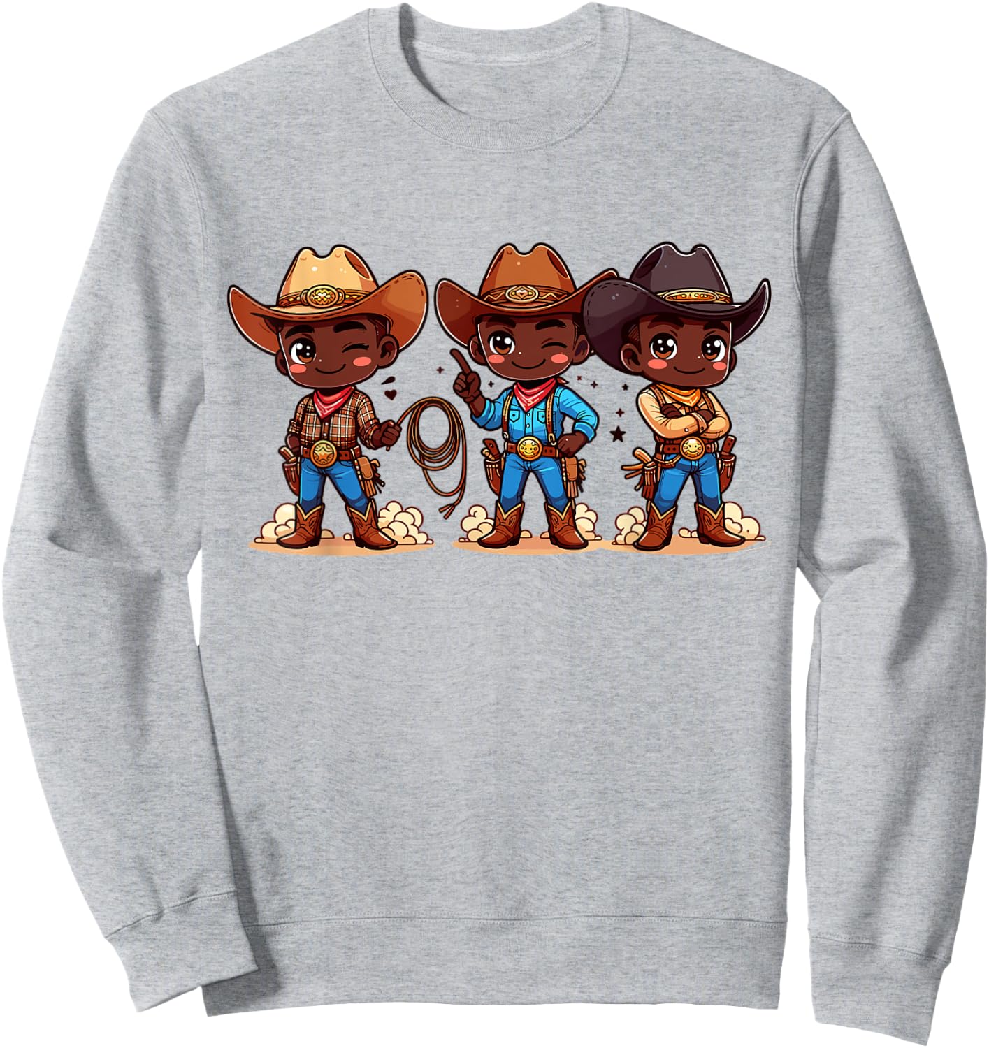 Black Cowboy Western Rodeo Melanin Black History Texas Kids Sweatshirt - Sweatshirt | Ash