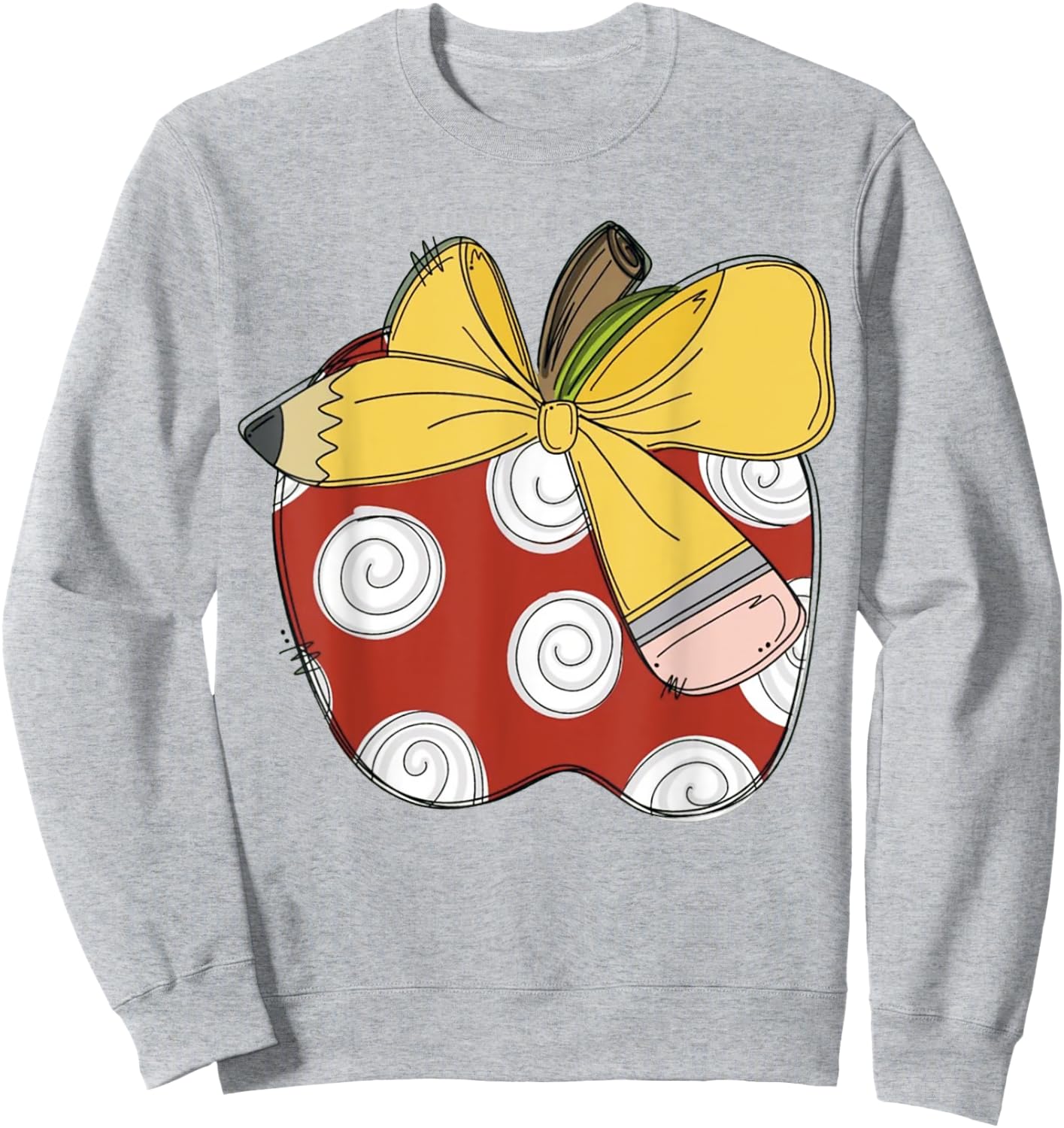 Teacher Coquette Pencil Bow And Apple Teacher Sweatshirt - Sweatshirt | Ash