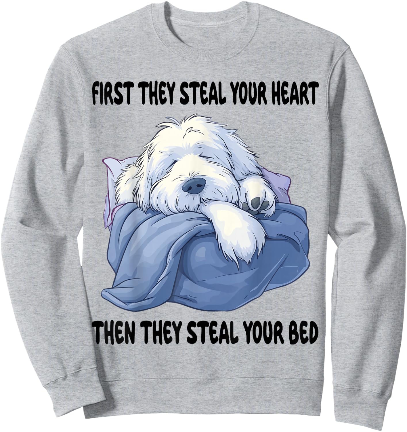 Old English Sheepdog Sleeping Pajamas Nightgown Sweatshirt - Sweatshirt | Ash