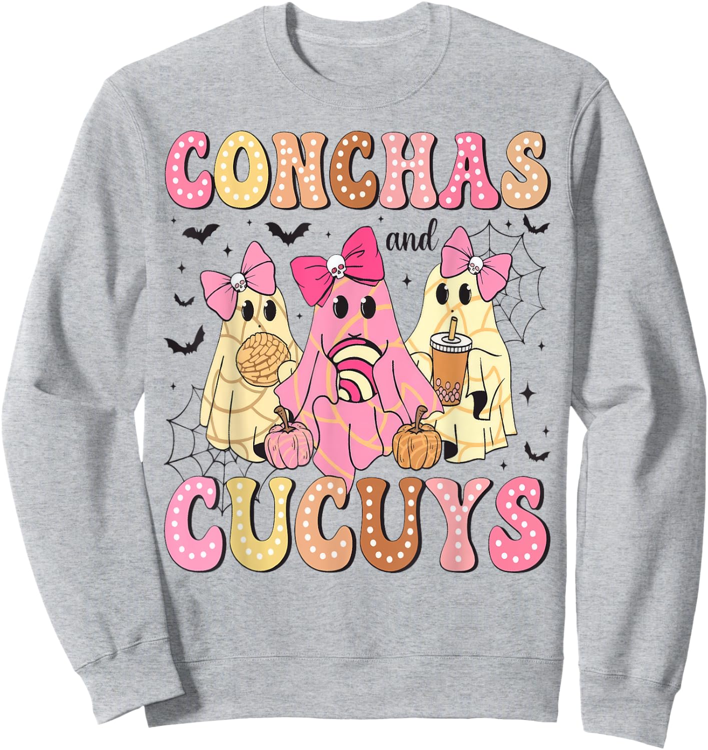 Pantasmas Conchas And Cucuys Ghost Cafe Y Pan Halloween Sweatshirt - Sweatshirt | Ash